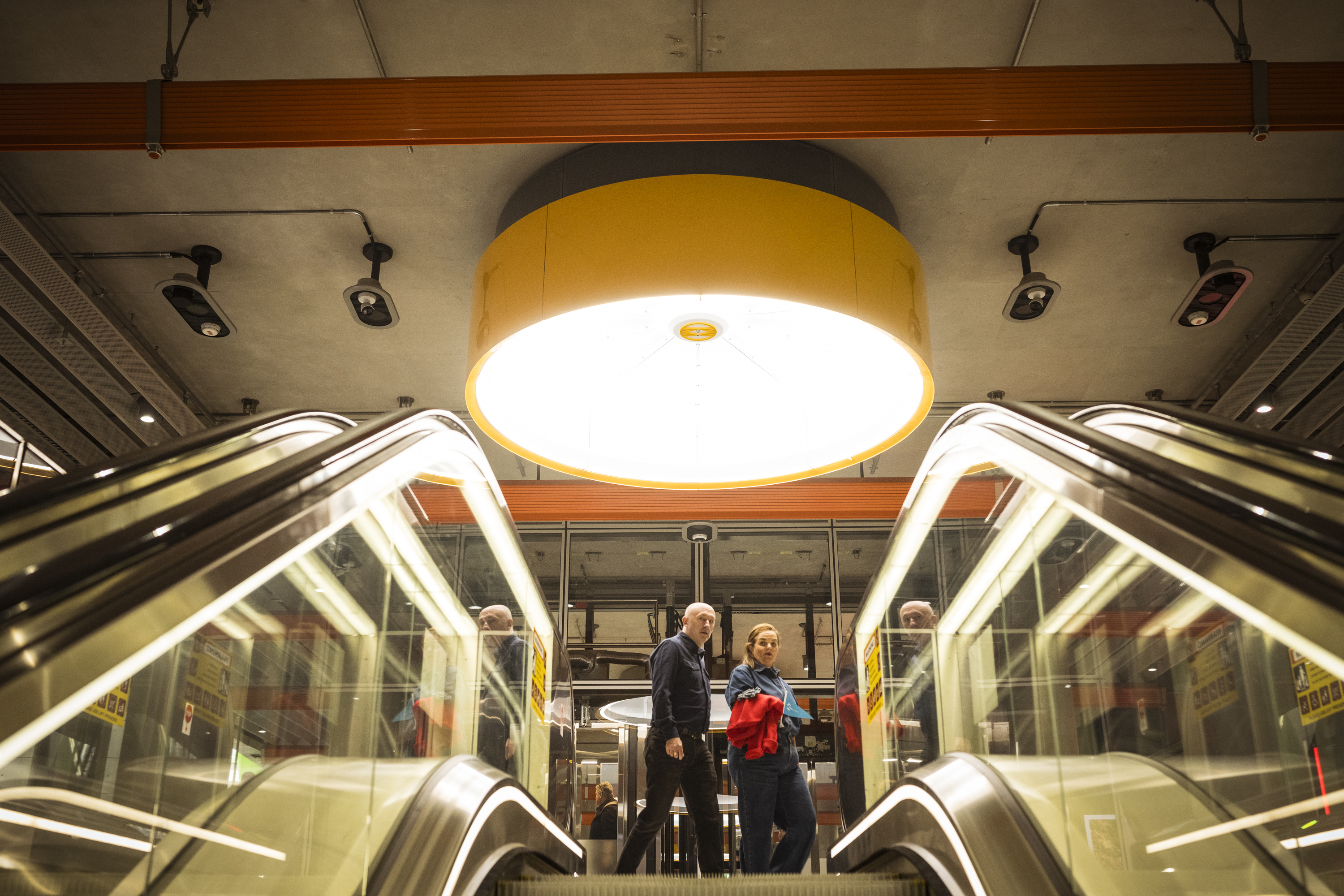 30 November 2025. Passengers at ANZAC station after arriving on the first train to go through the newly opened Metro Tunnel. Photograph by Chris Hopkins
