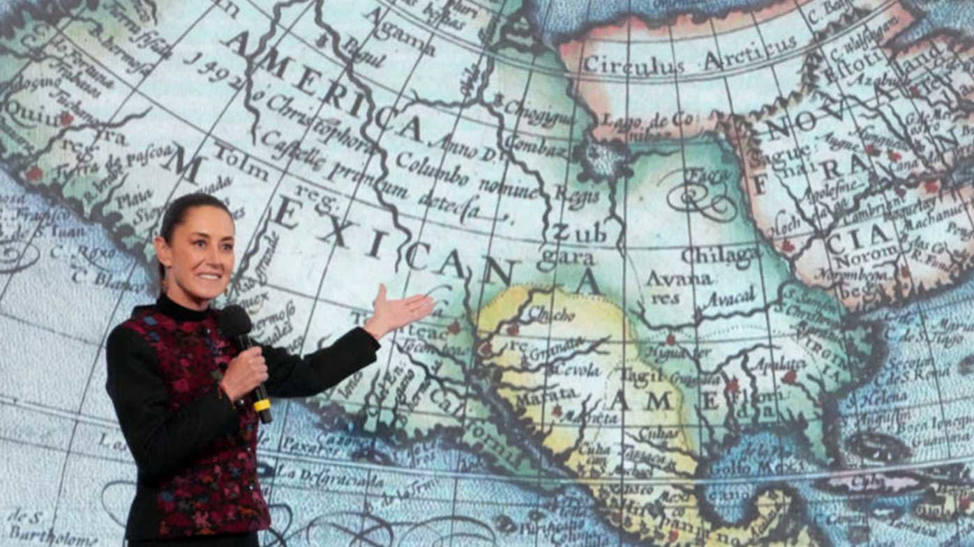 La presidenta de México, Claudia Sheinbaum, mostró un mapa que etiqueta gran parte de Estados Unidos como América Mexicana.