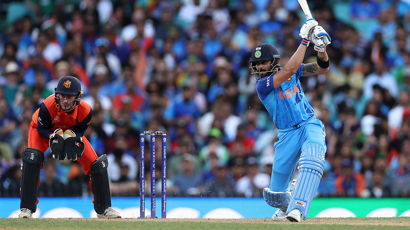 Virat Kohli in action against the Netherlands
