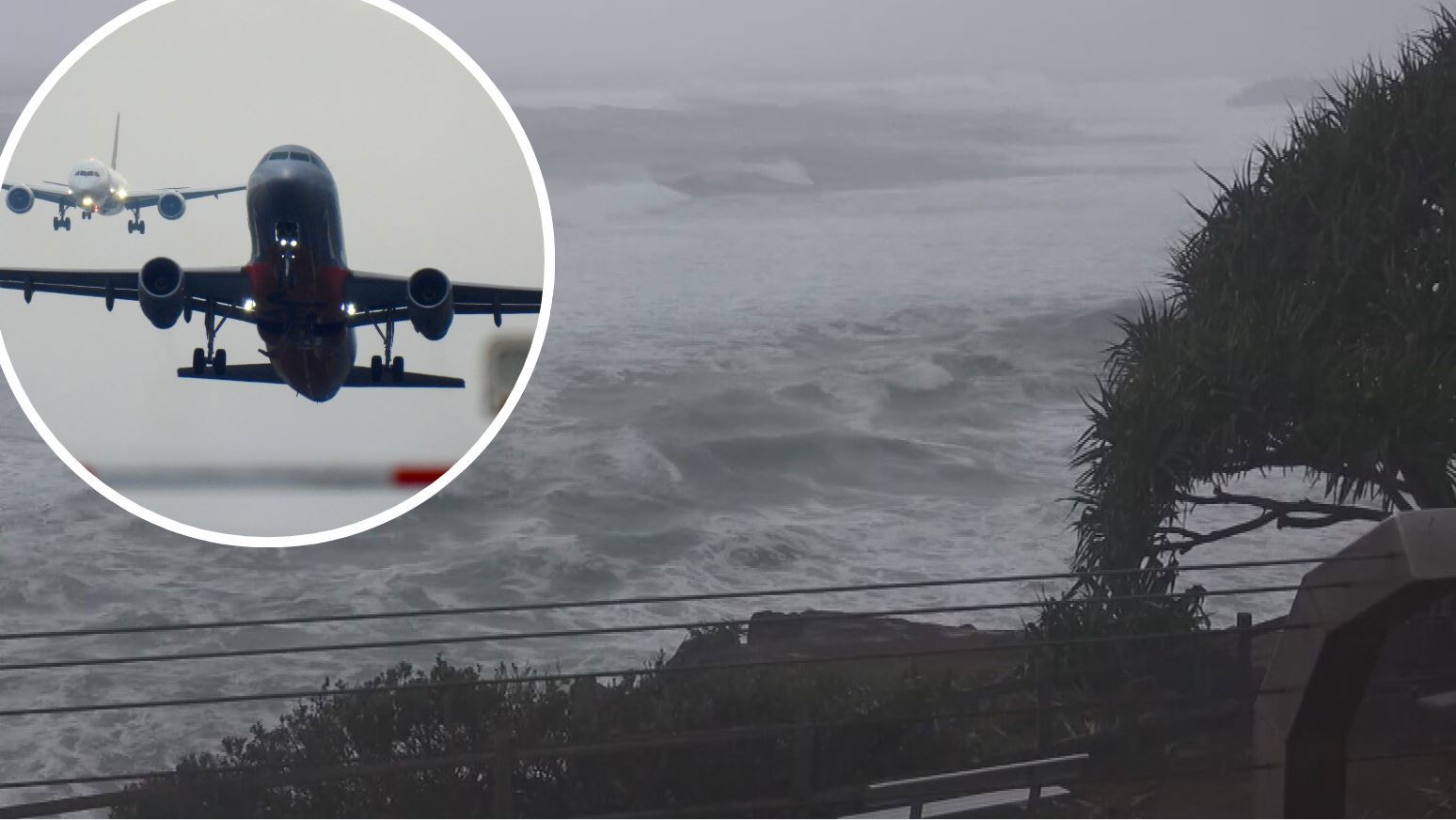 Queensland airports reopen but more than 50 flights cancelled amid wild weather