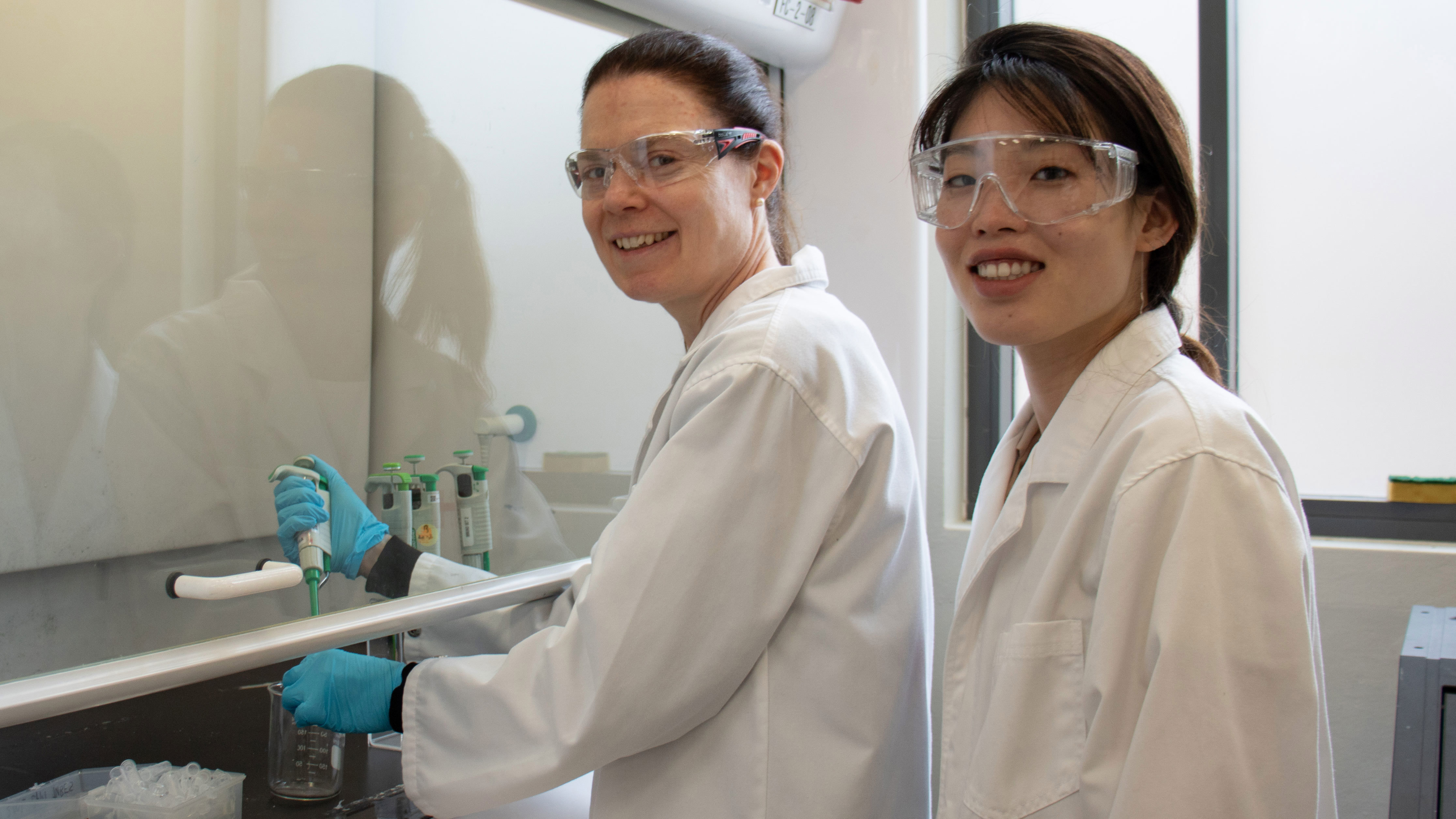 Professor Julie McMullen and researcher Dr Clara Liu Chung Ming are pictured the Heart Research Institute's laboratory.