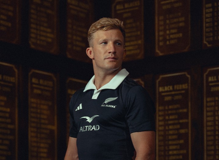 Damian McKenzie in the new All Blacks jersey.