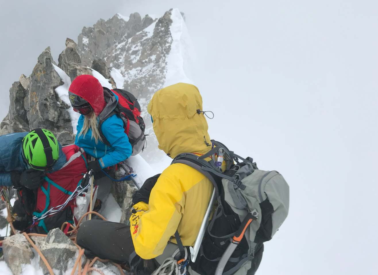 The team climbed through an electrical storm 
