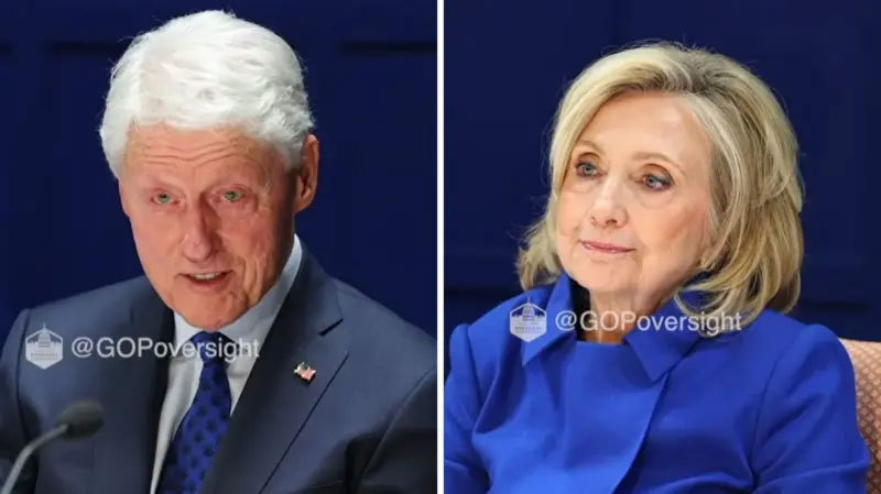 Footage shows Bill and Hillary Clinton answering questions about Epstein
