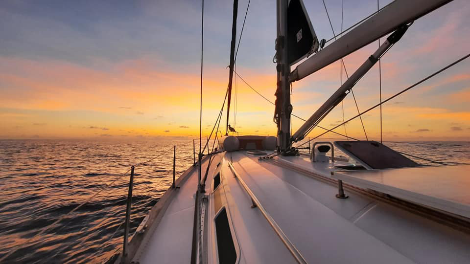 In between emptying bucketloads of water from their leaky yacht, there were moments of bliss in the Pacific Ocean.