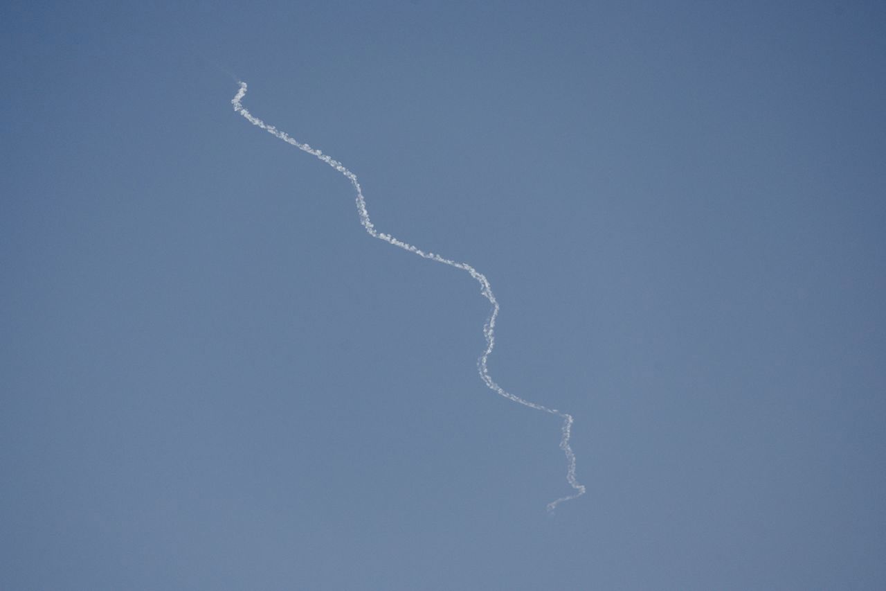 Israel's David's Sling system operates for interception as rockets are fired from Lebanon as seen from Tel Aviv, Israel, September 25.