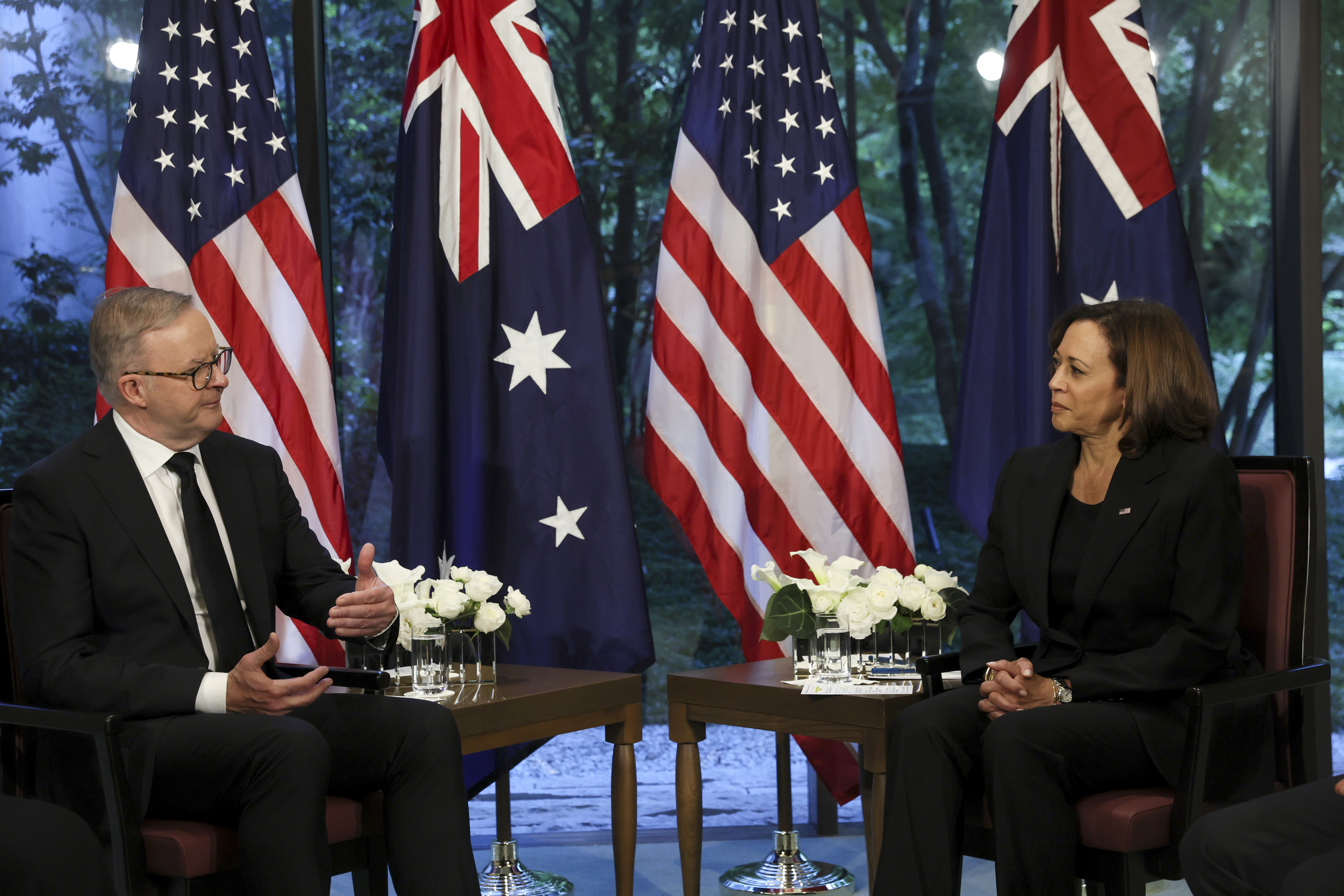 El primer ministro Anthony Albanese durante una reunión bilateral en Tokio con Kamala Harris en septiembre de 2022.