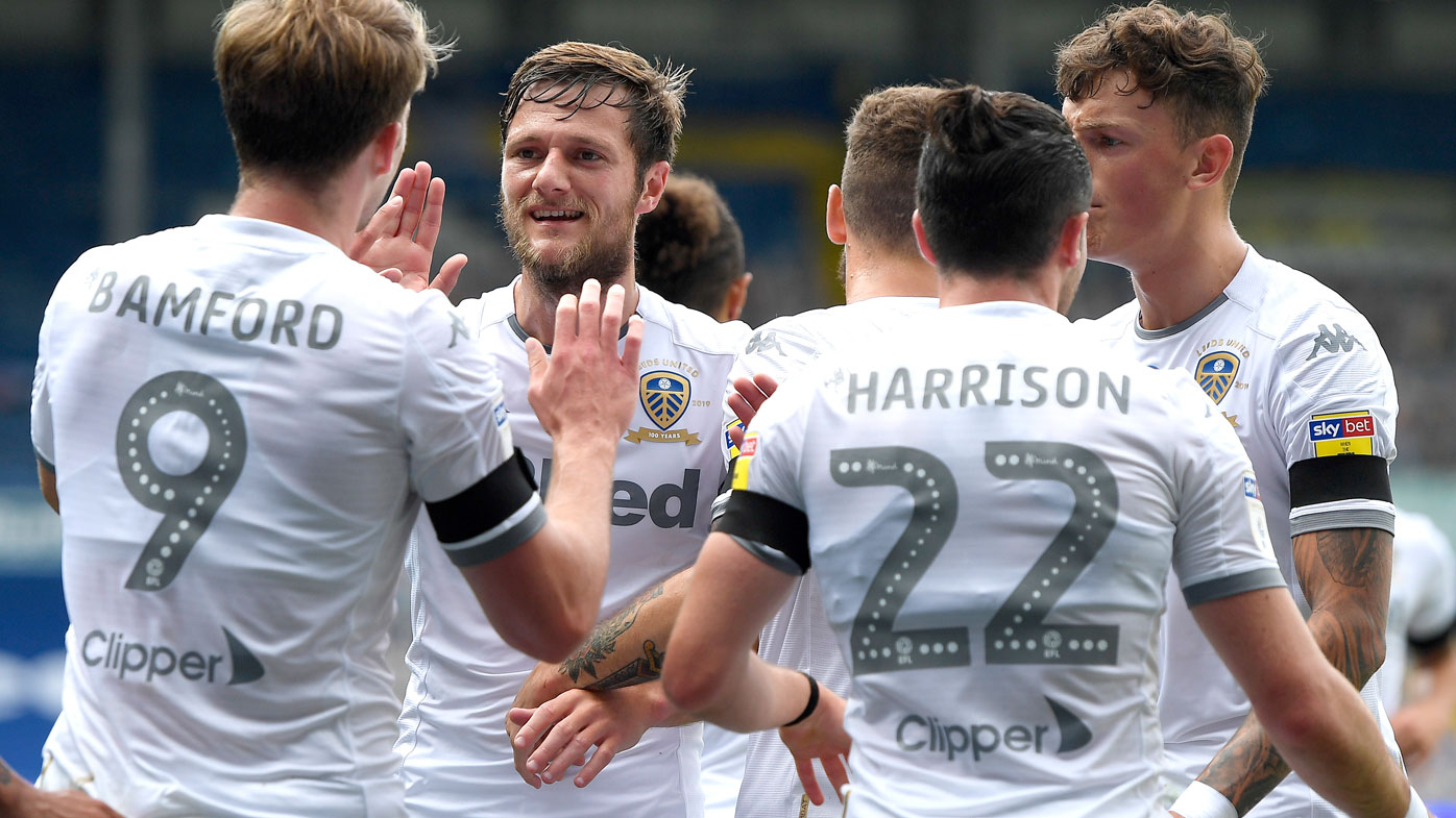 Liam Cooper of Leeds United celebrates 