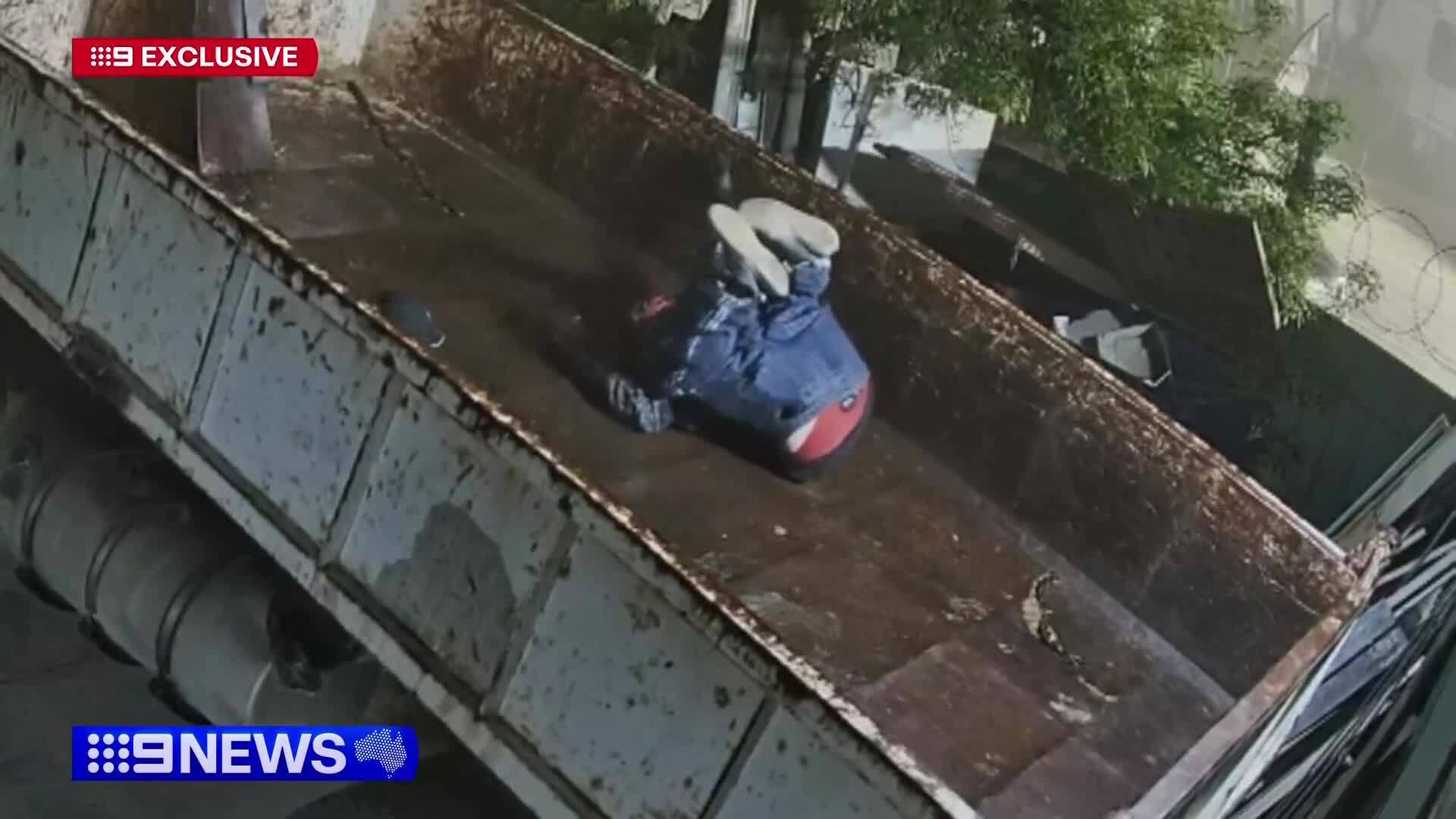 CCTV has captured the moment a man fell from a roof in front of unsuspecting police officers, who had been searching for an intruder after a break-in north-west of Adelaide.