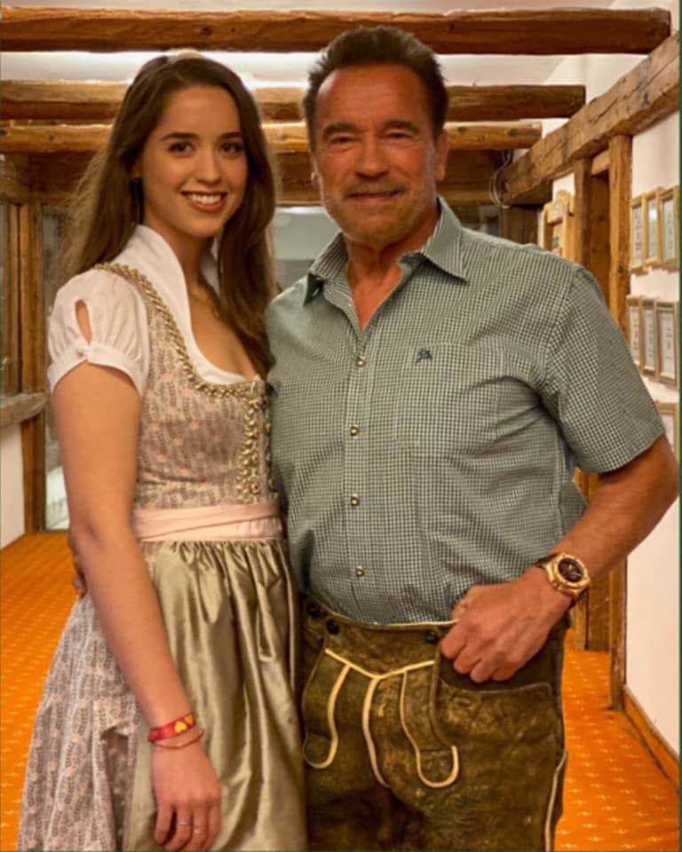 Arnold Schwarzenegger with daughter Christina in a 2020 Facebook post.