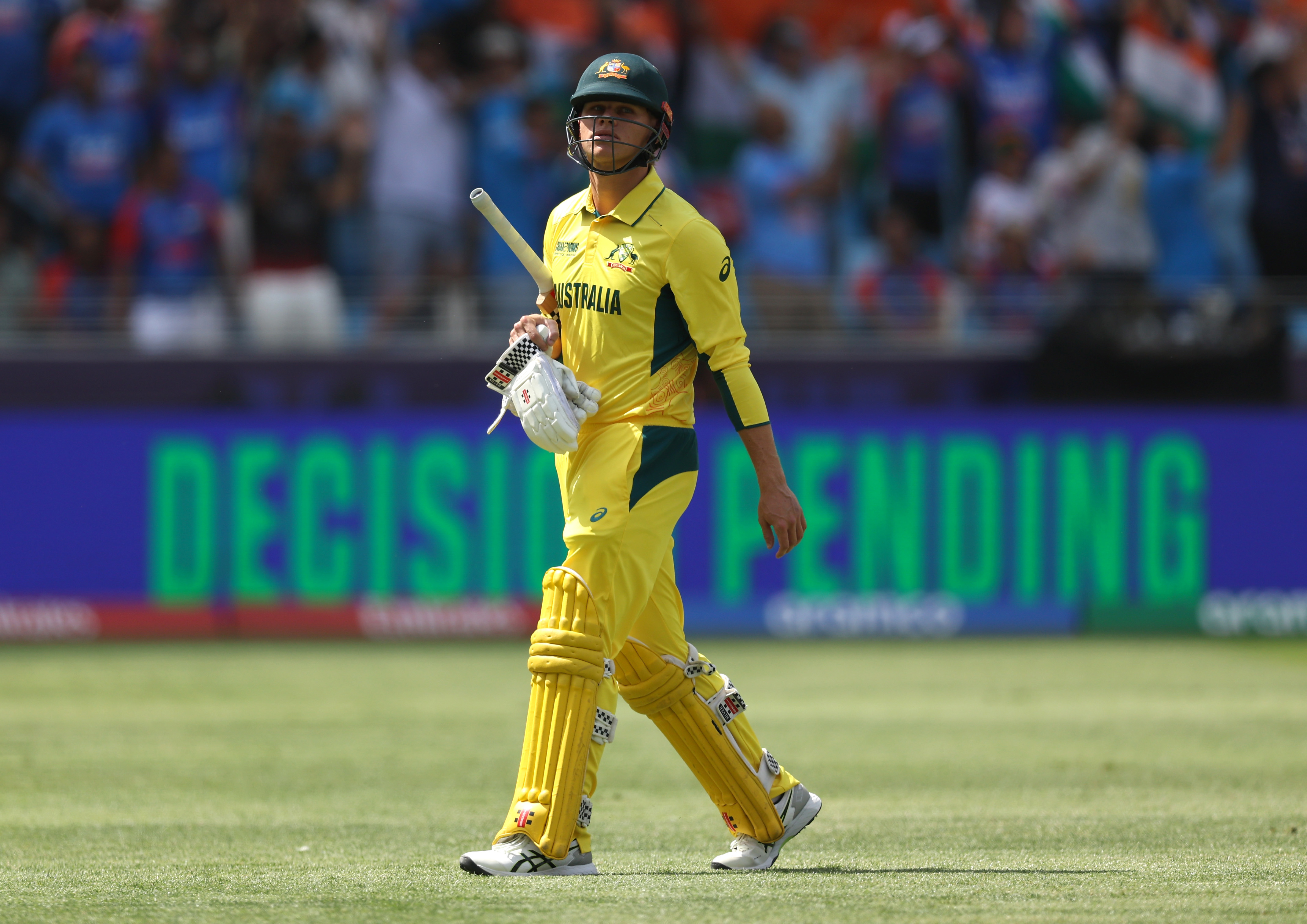 Cooper Connolly trudges off after losing his wicket.