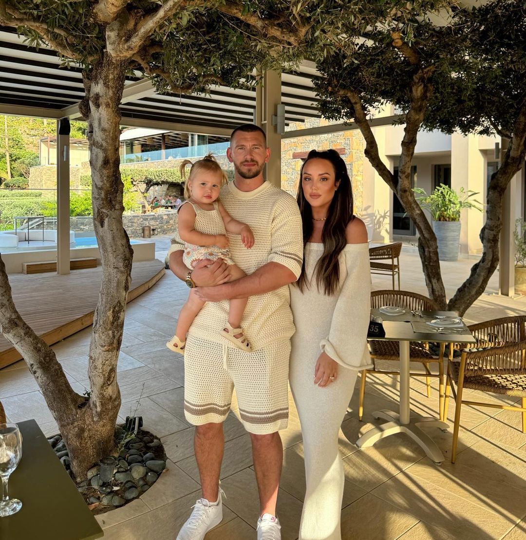 Charlotte Crosby with fiance Jake Ankers and their daughter