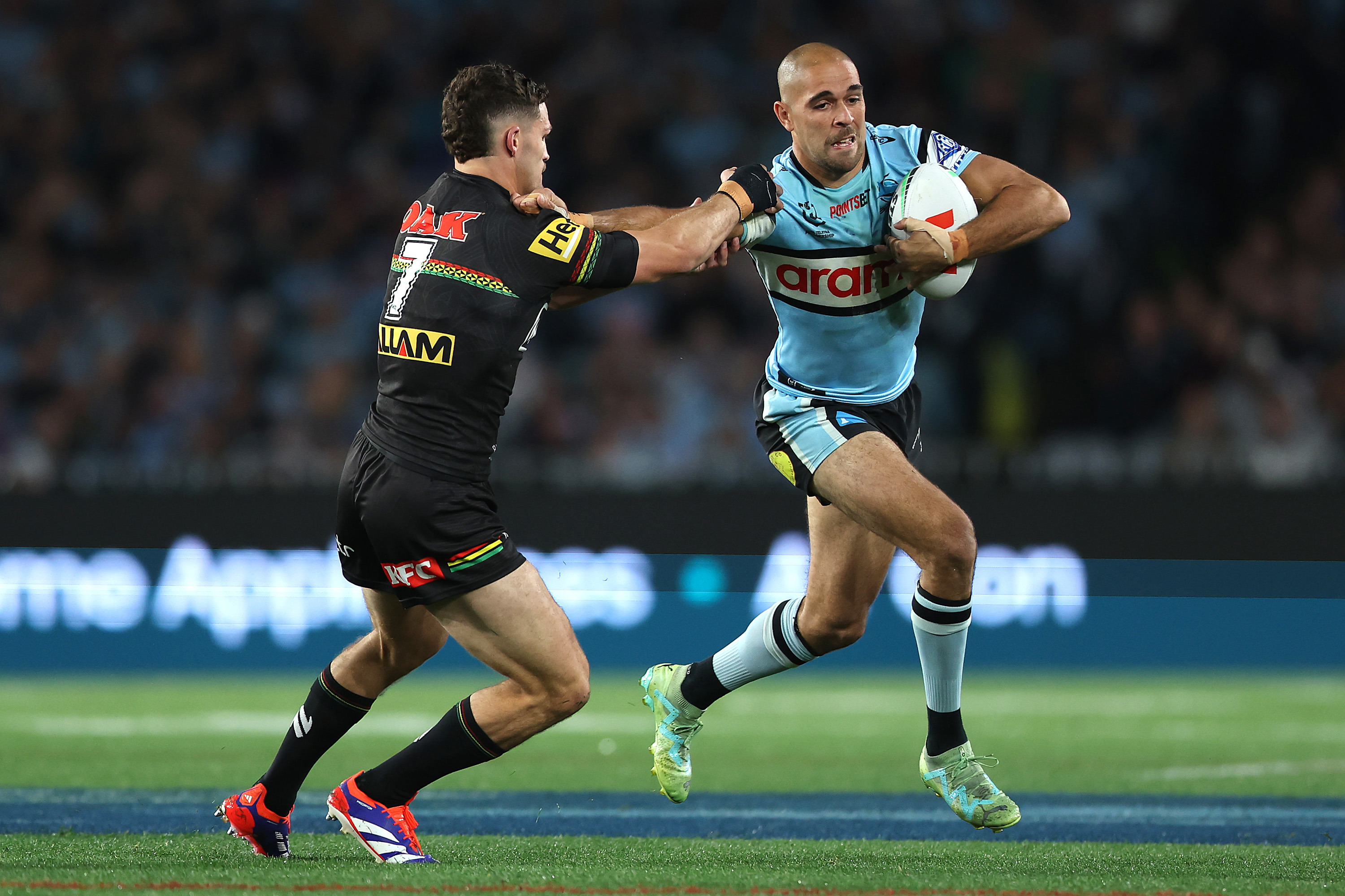 William Kennedy is tackled by Nathan Cleary.