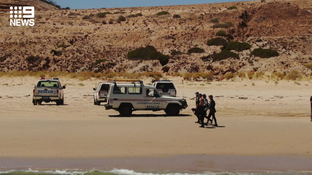 Police searching the South Australian beach after two bones were found.