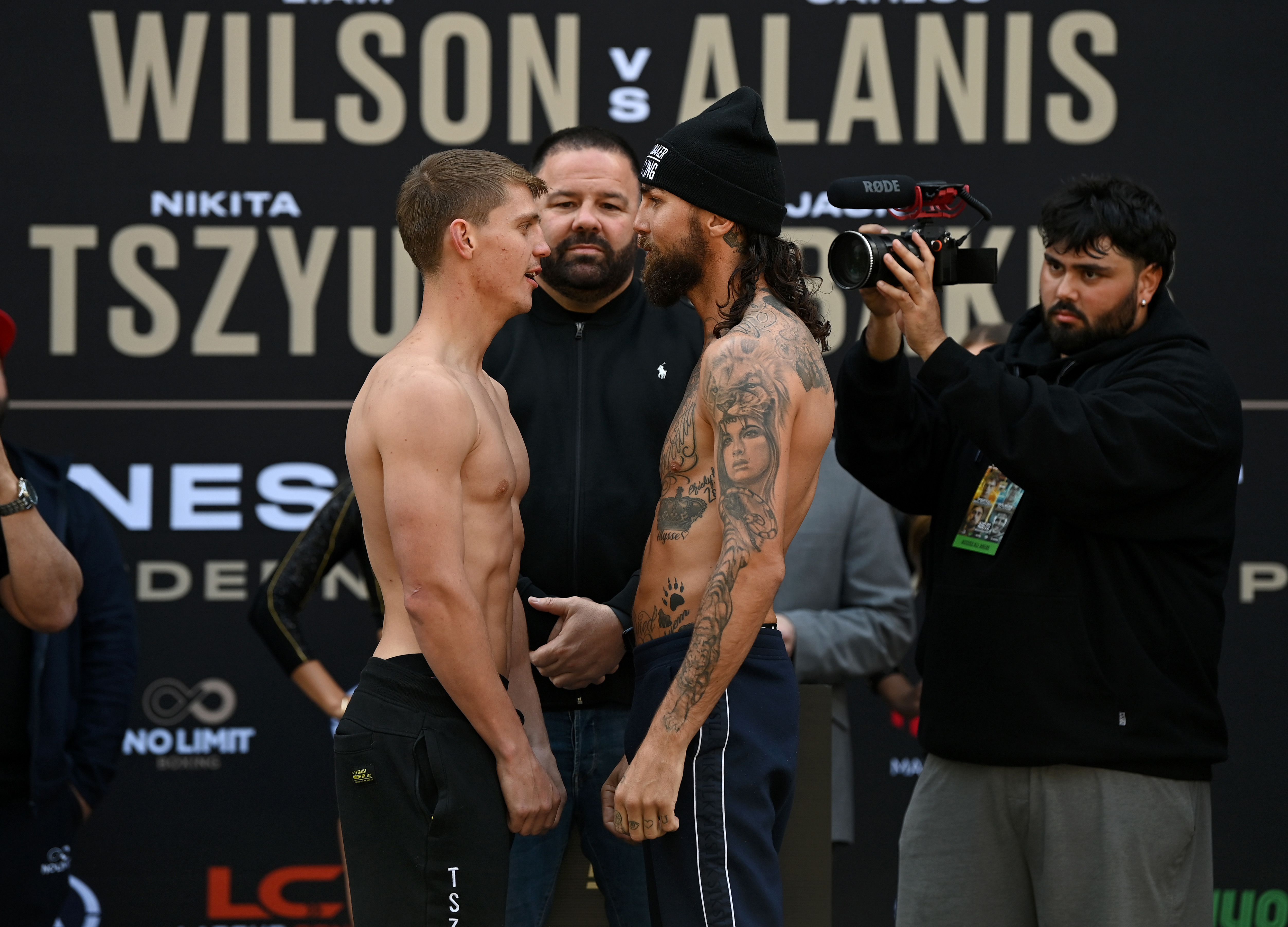 Nikita Tszyu faces off with Jack Brubaker ahead of their Sydney fight.