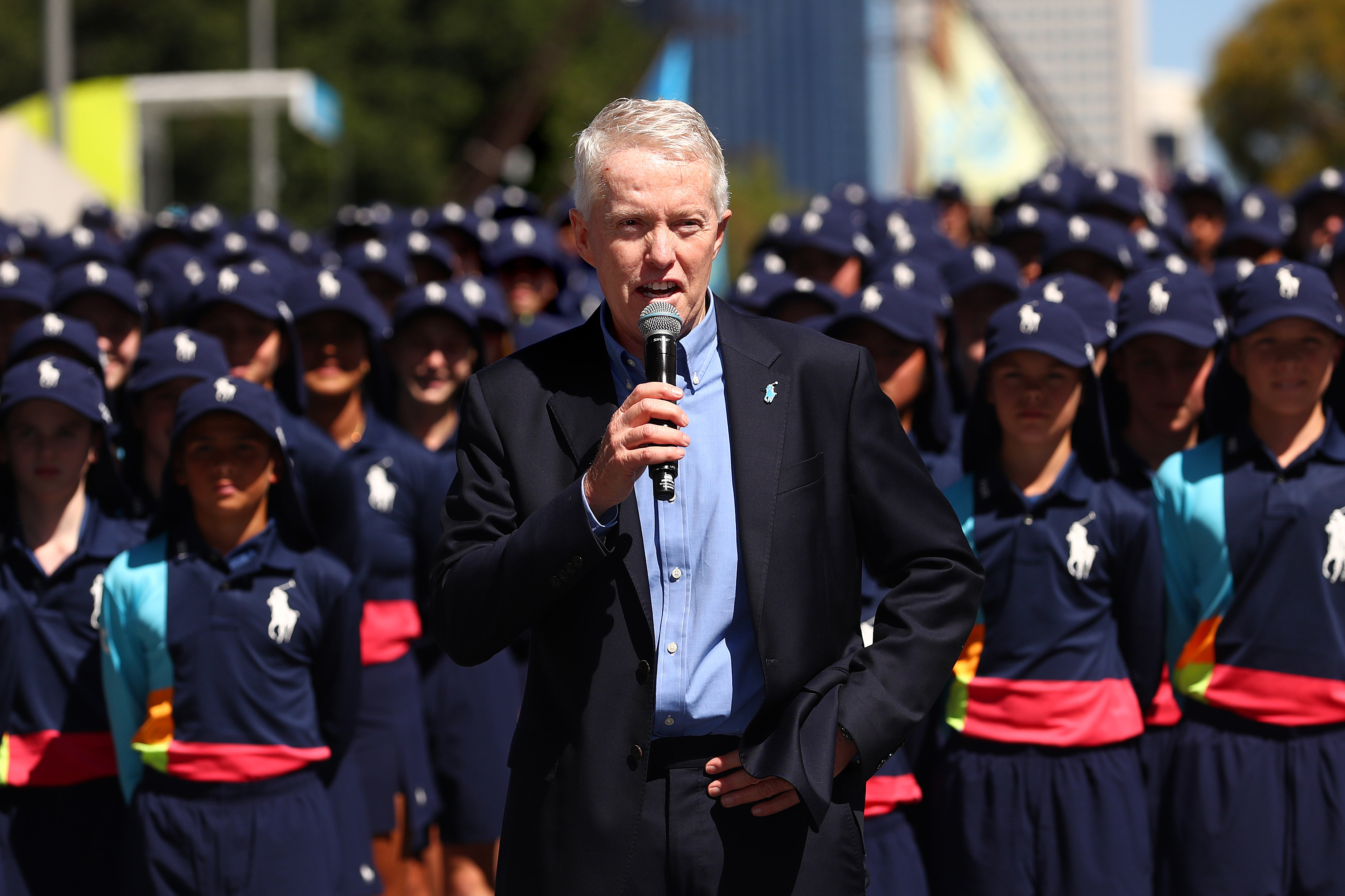 Craig Tiley, CEO of Tennis Australia speaks during a media opportunity ahead of the 2023 Australian Open at Melbourne Park on January 08, 2023 in Melbourne, Australia. (Photo by Kelly Defina/Getty Images)