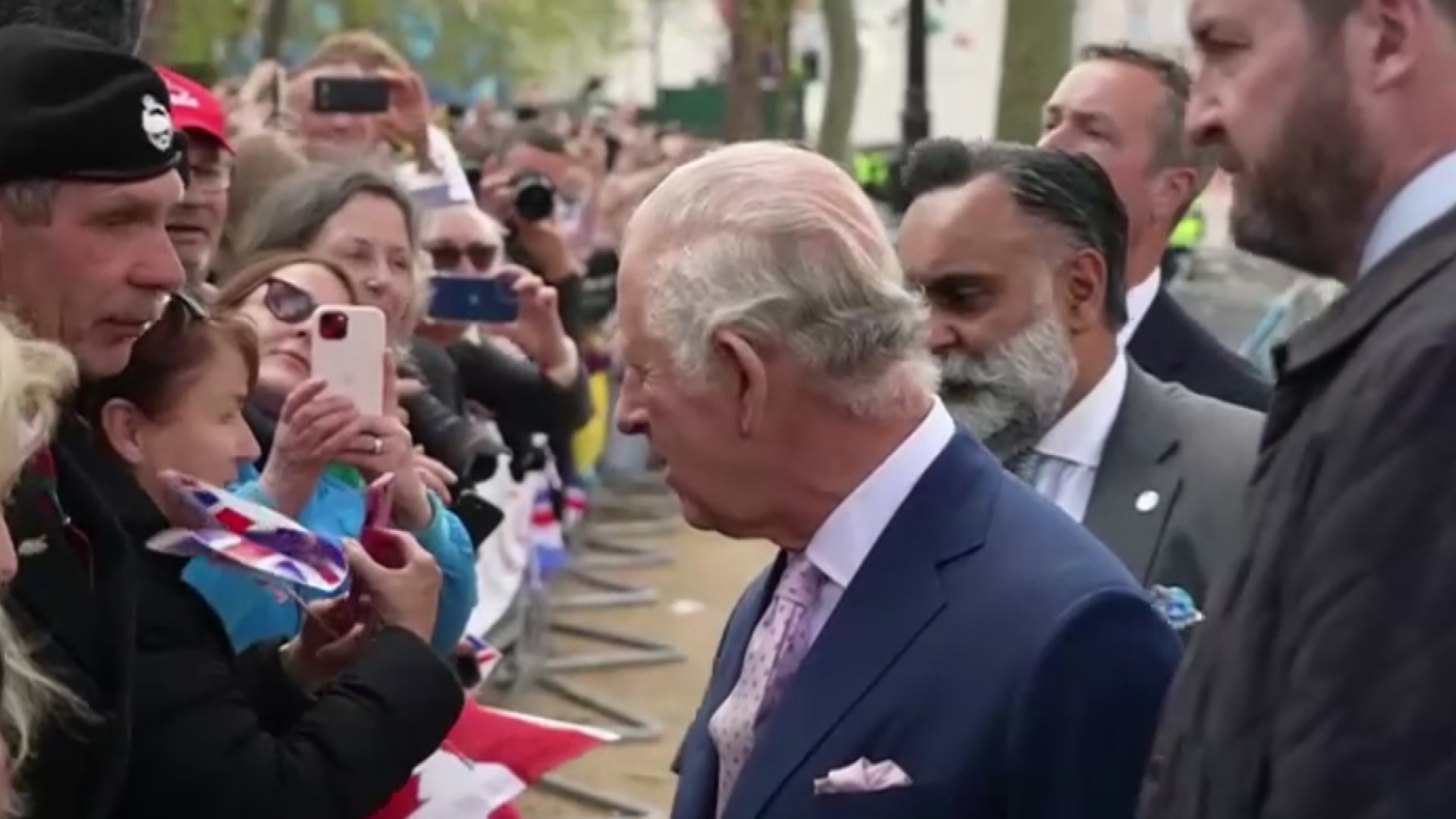 King Charles meets crowds outside Buckingham Palace ahead of his Coronation.