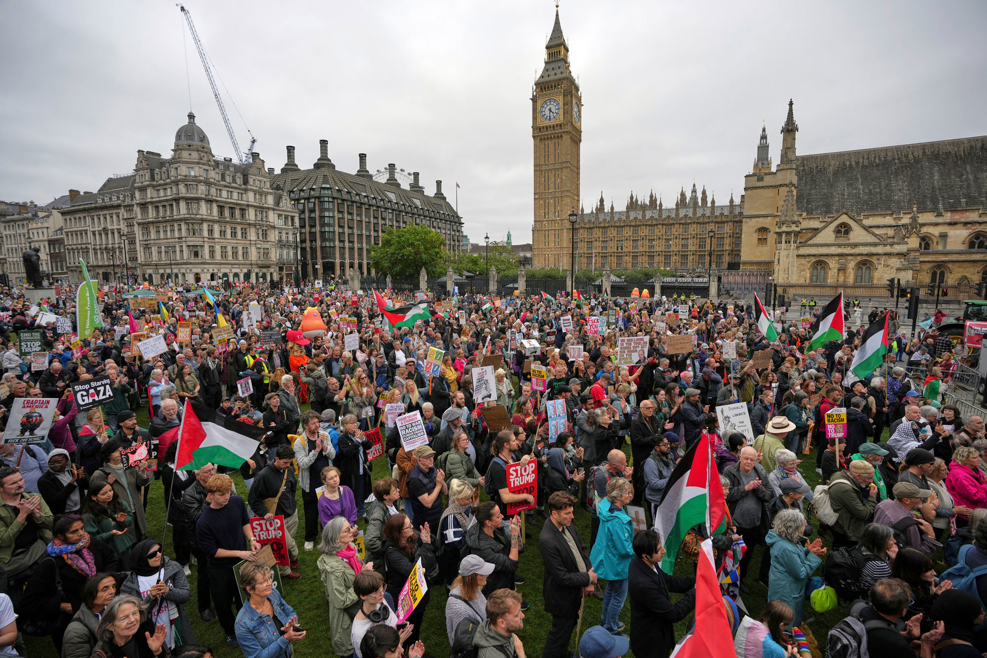 Protesters gather in Parliament Square