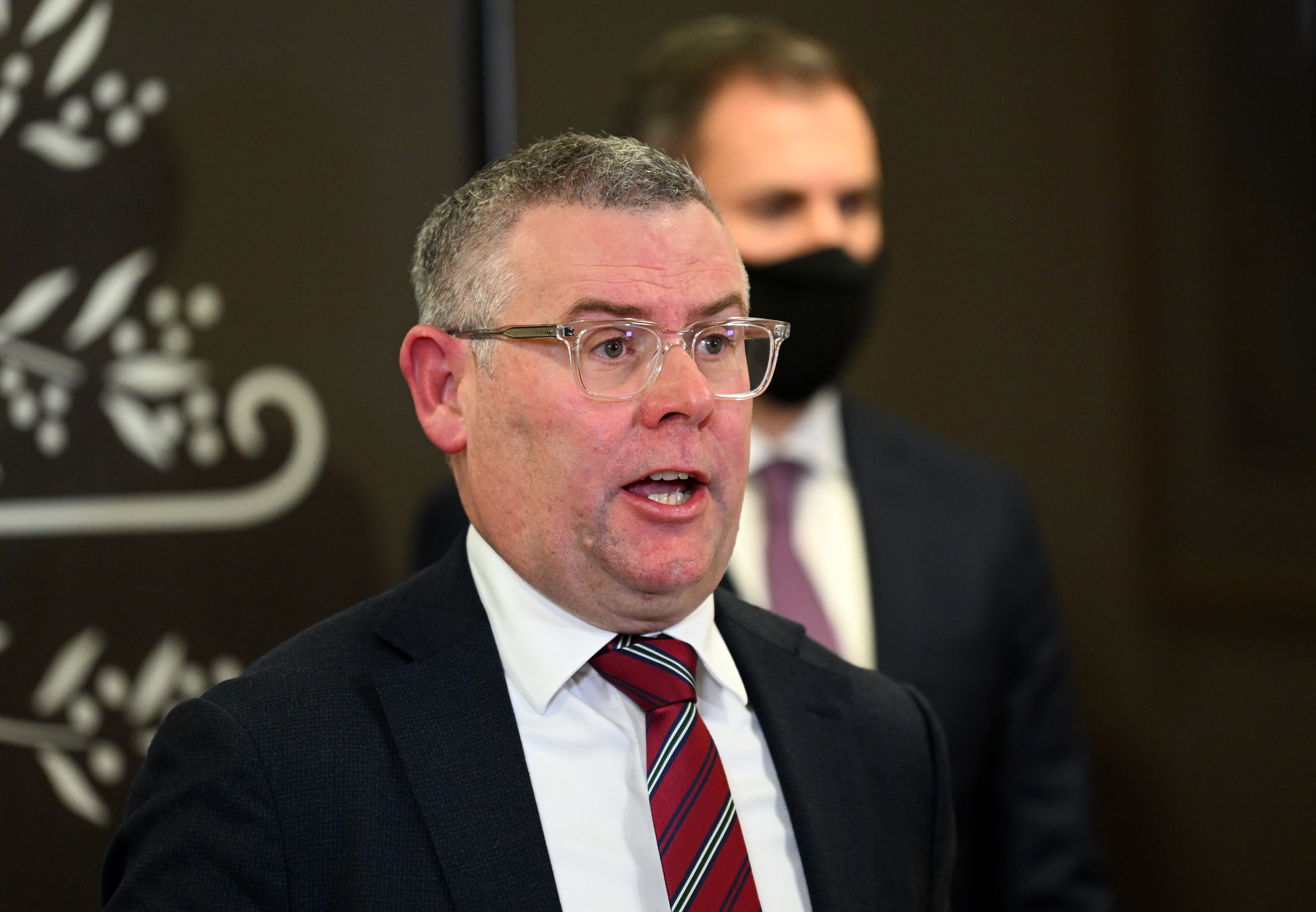 BRISBANE, AUSTRALIA - JULY 22: Agriculture Minister Murray Watt speaks during a press conference on July 22, 2022 in Brisbane, Australia. There are growing concerns about the threat of foot and mouth disease reaching Australia after viral fragments were found in meat products this week. Foot and mouth disease is a highly contagious disease of livestock that affects cloven-hoofed animals including cattle, buffalo, camels, sheep, goats, deer and pigs and has been reported in countries in Africa, t