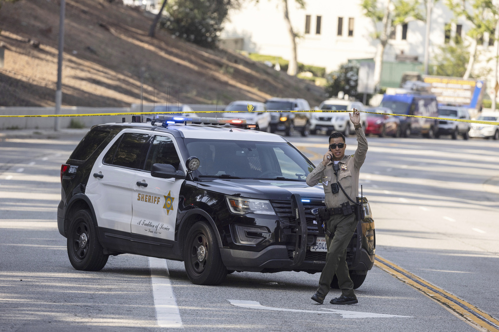 Near the site of an explosion at the LA County Sheriff's Special Operations Bureau 