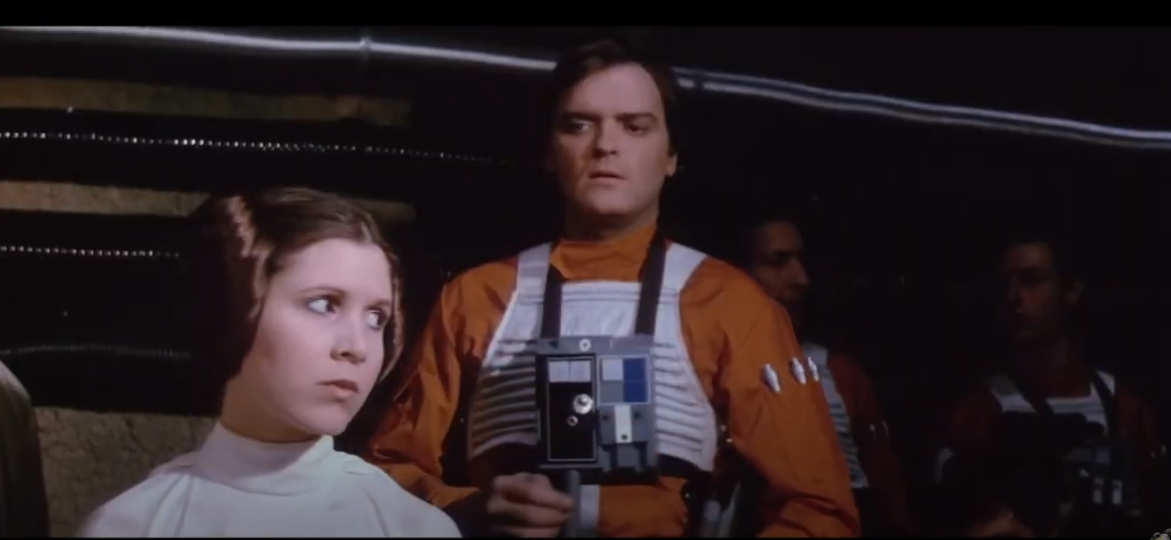 Carrie Fisher and Angus MacInnes in Star Wars: A New Hope