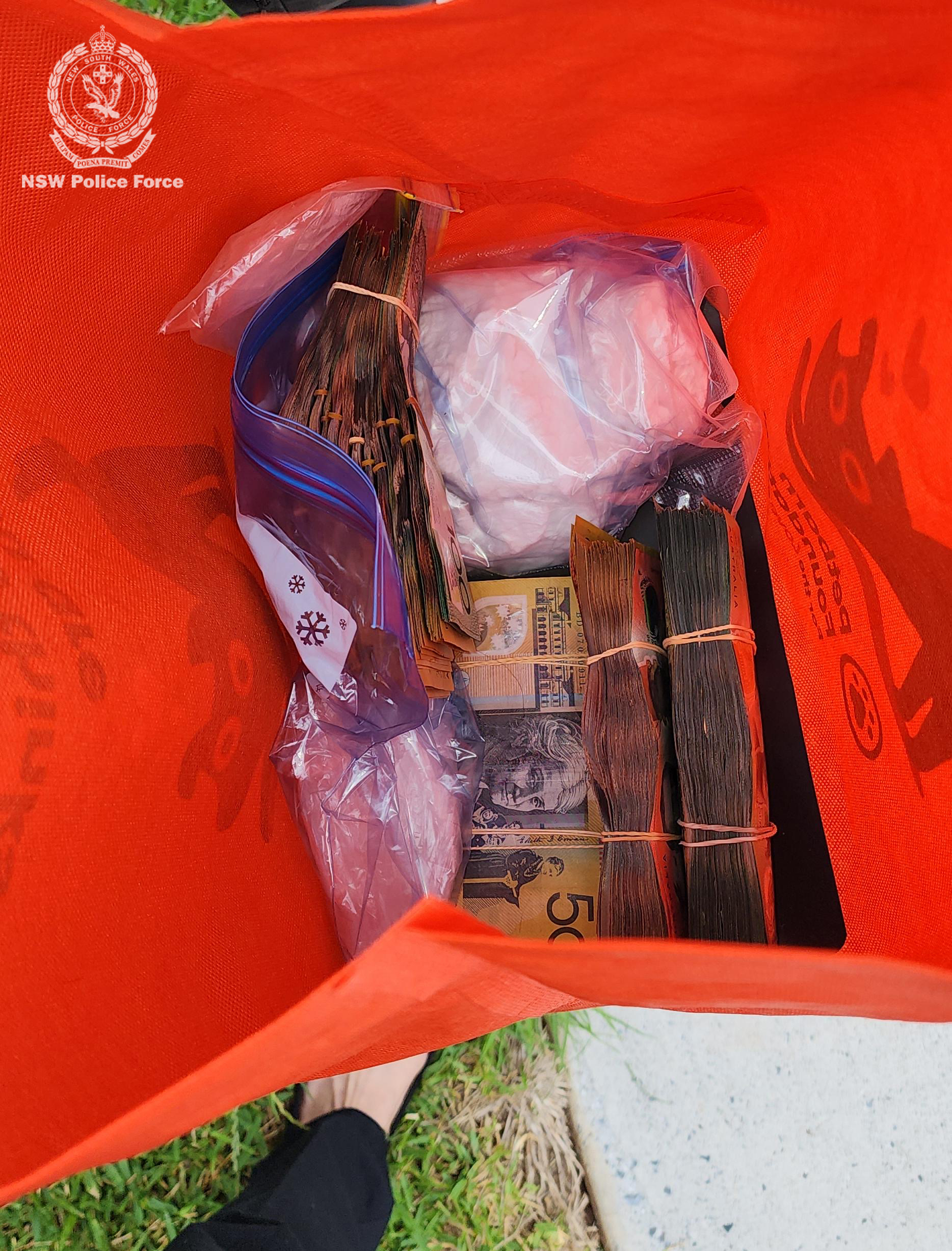 Large amounts of cash in bundles, and a white powdered substance were found during the searches, though it is not known at which property they were found.