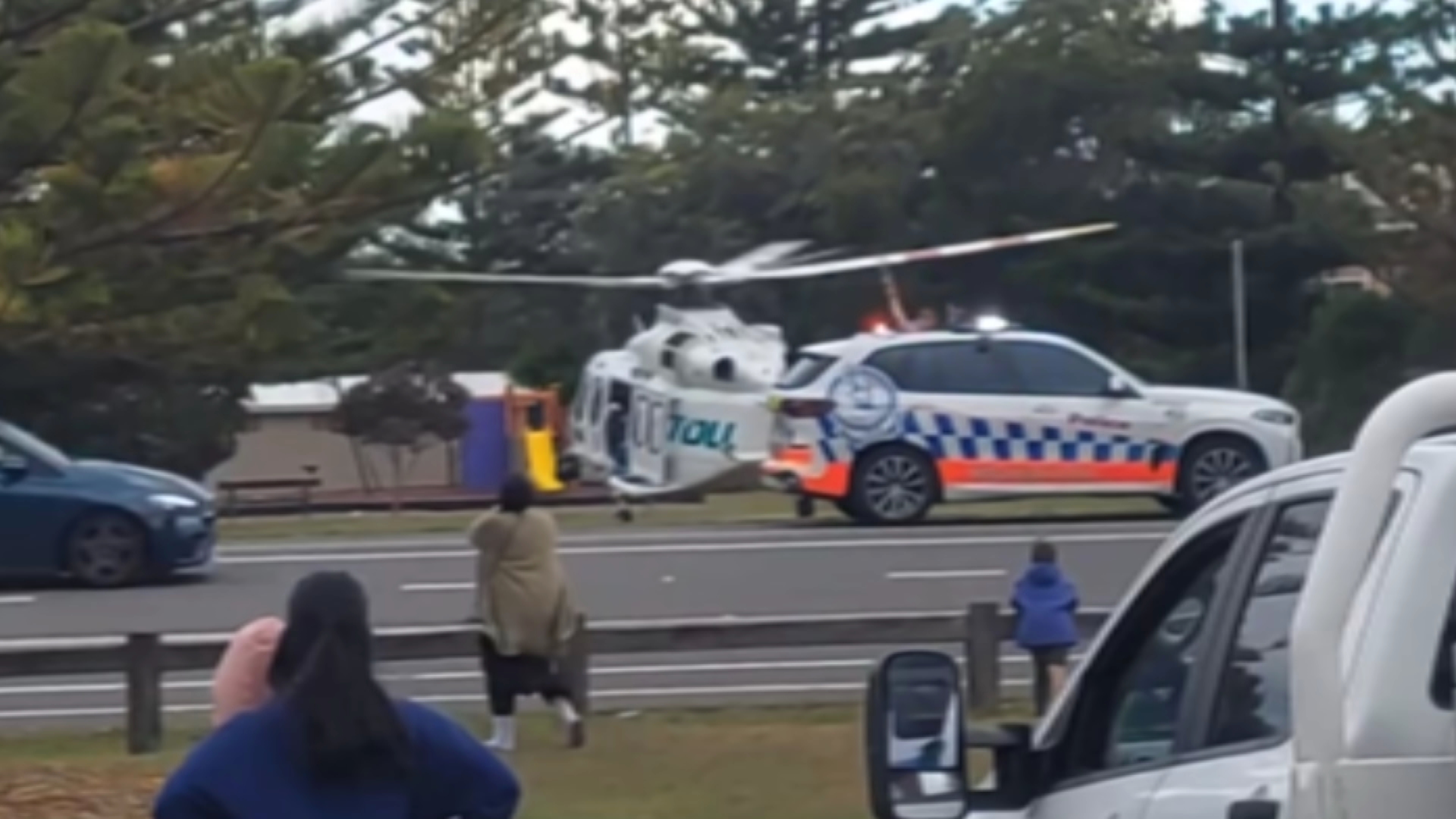The 63-year-old man was airlifted to hospital in a serious condition.