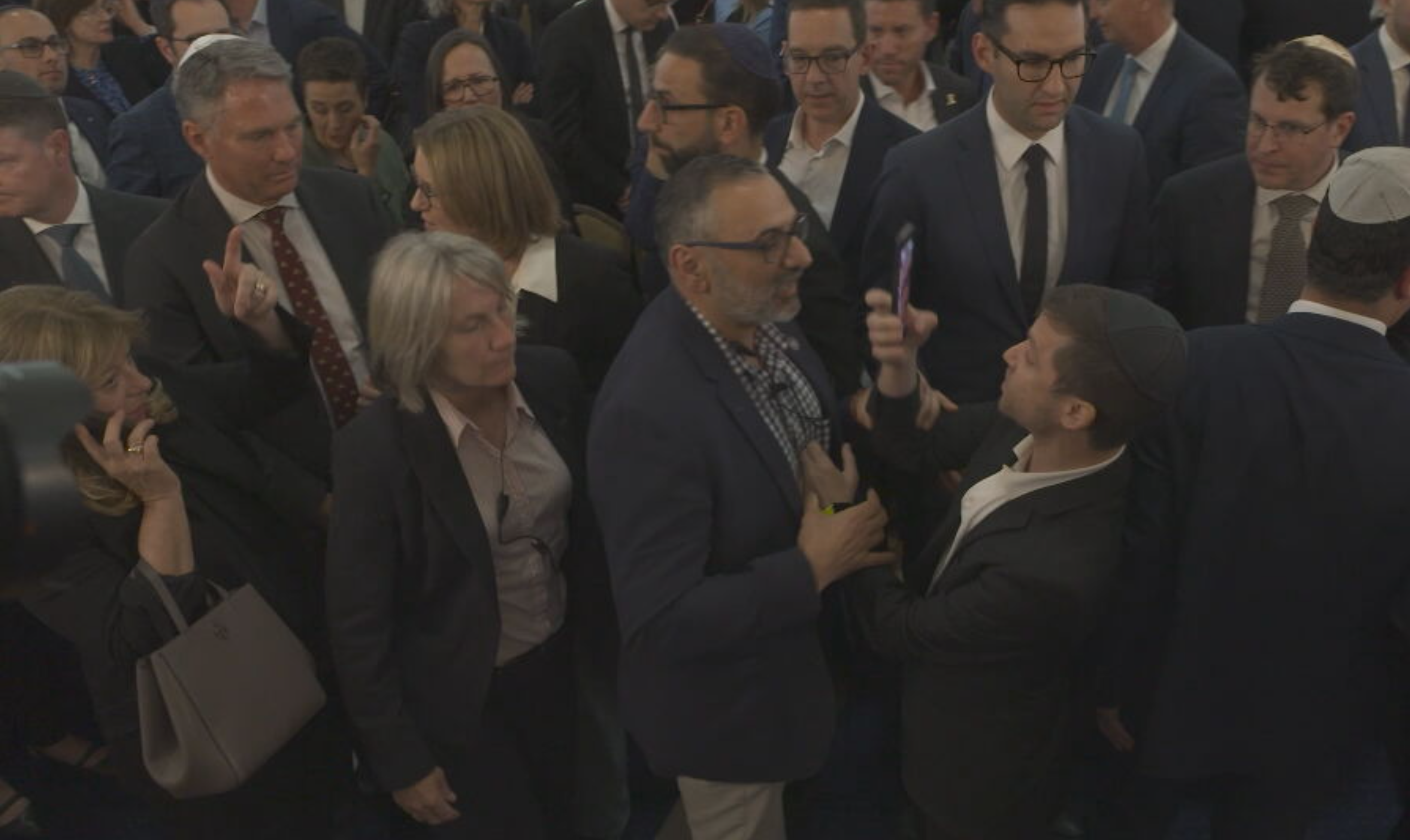 At the end of the event, a man from the crowd approached the premier with a series of taunts, including "Jacinta Allan you have blood on your hands".