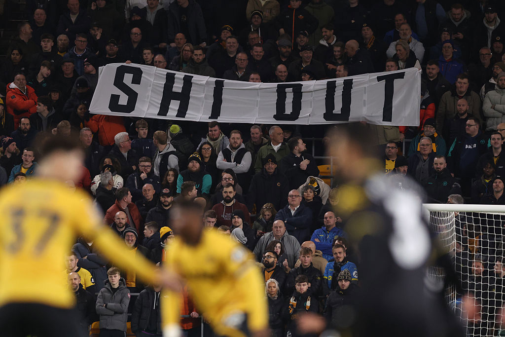 Wolverhampton Wanderers fans protest against Jeff Shi, Executive Chairman.