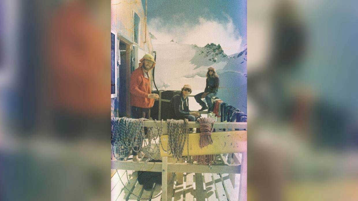 The last known image of Steve Robinson (far right) prior to him being killed in an avalanche at Mt Cook in 1997.