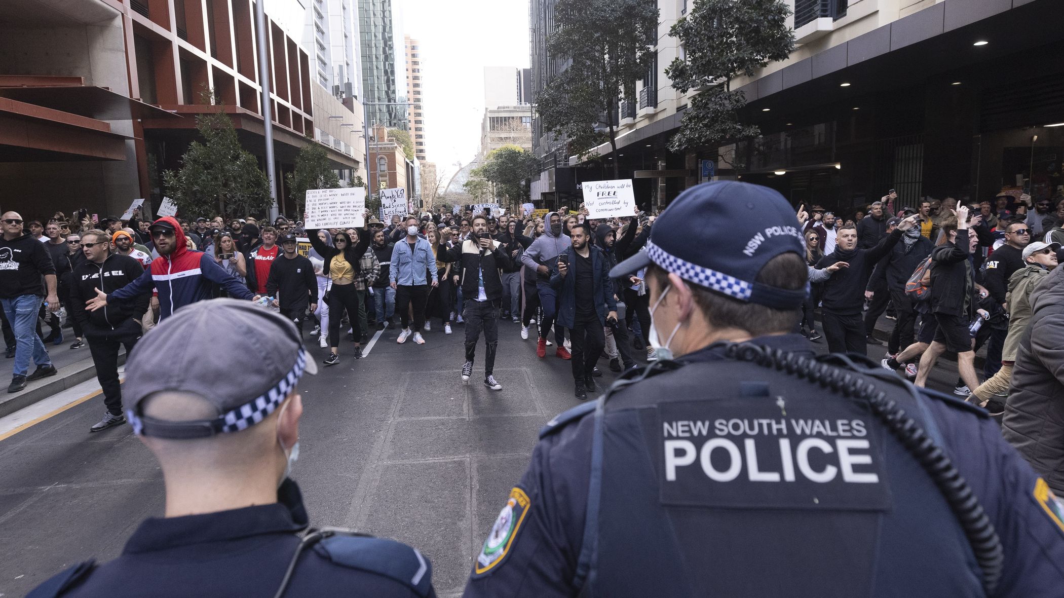 Anti-lockdown protest on 24 July, 2021. Photo: Brook Mitchell