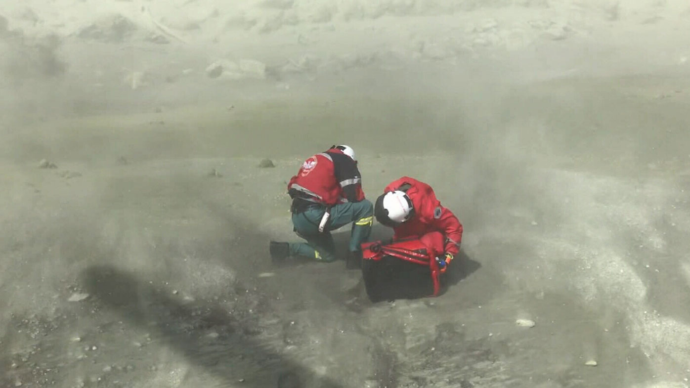 First responders land on White Island's moon-like ash