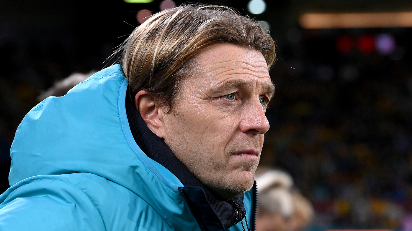 Tony Gustavsson watches on as Australia take on Nigeria at Brisbane Stadium.