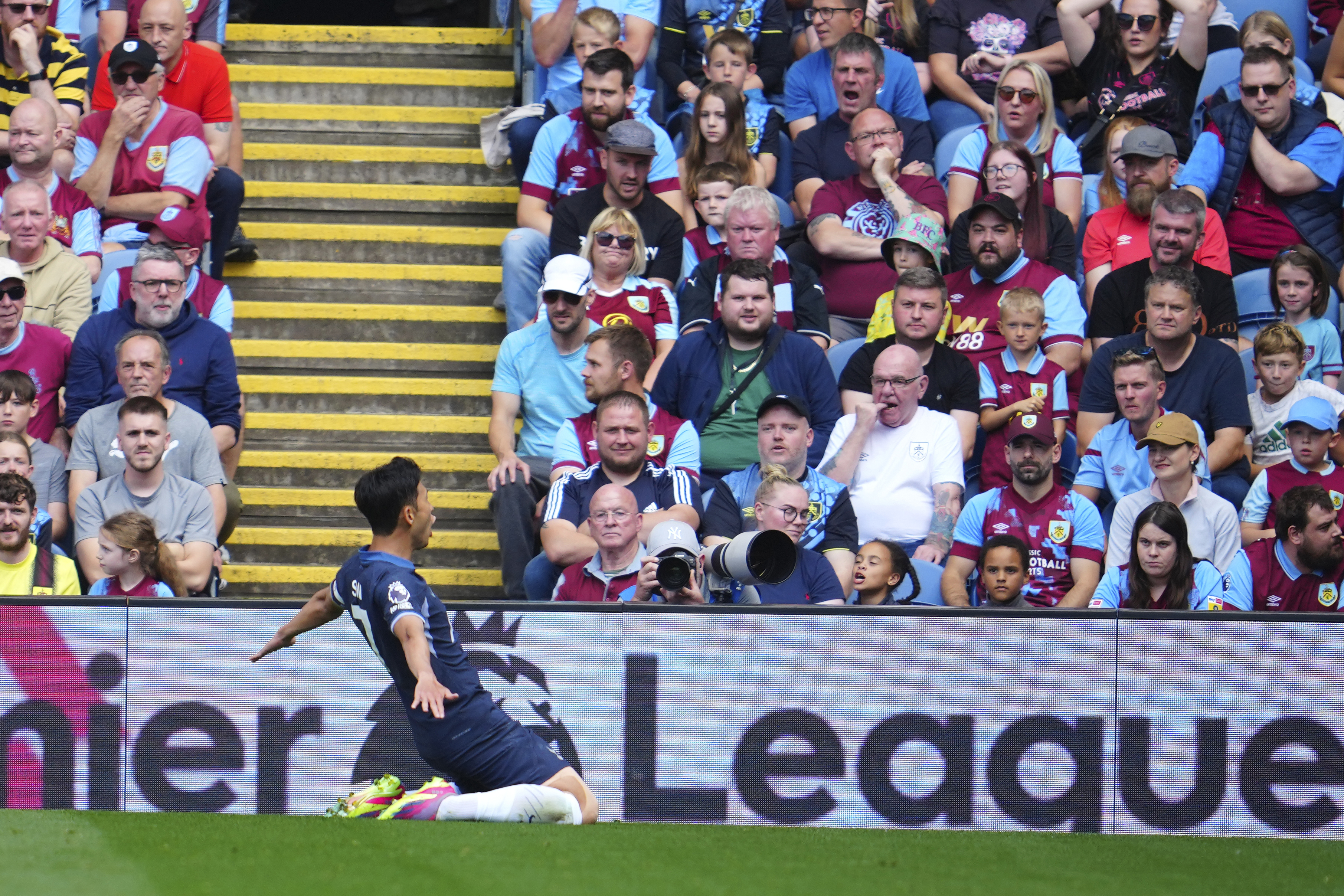 Son Heung-min celebrates after scoring his Tottenham's opening goal during their English Premier League match with Burnley.