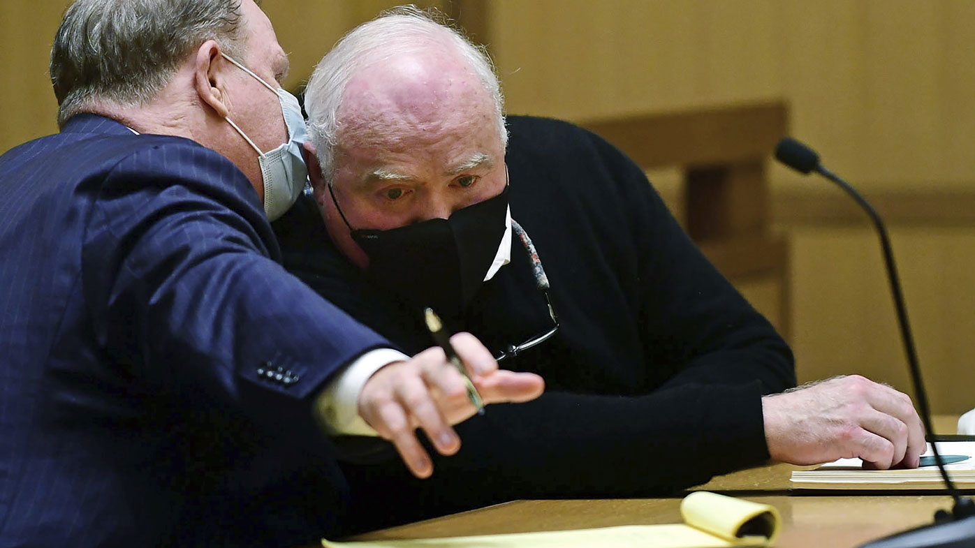 Michael Skakel, right, appears for his hearing at Stamford Superior Court.