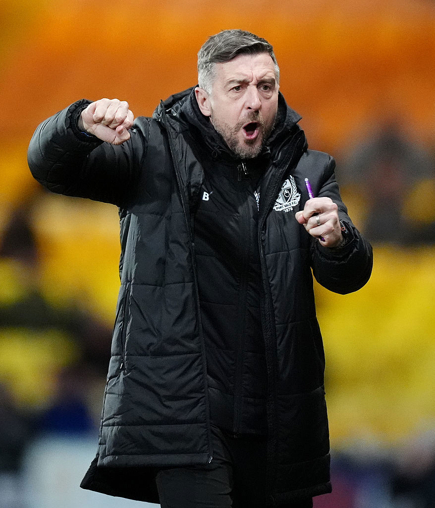 Port Vale manager Jon Brady during the FA Cup fourth round match at Vale Park.
