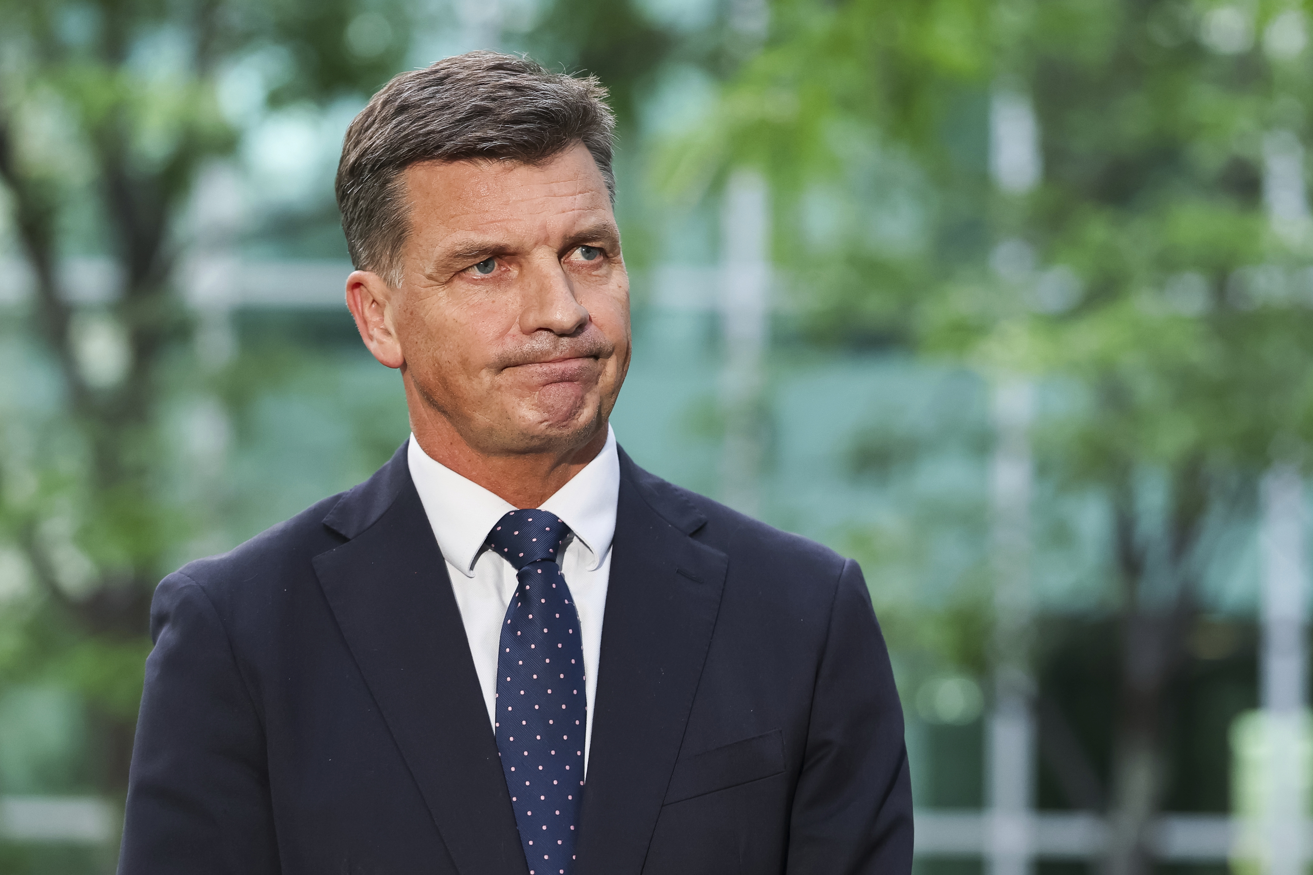 Member for Hume Angus Taylor during a press conference at Parliament House in Canberra on Wednesday 11 February 2026. fedpol Photo: Alex Ellinghausen