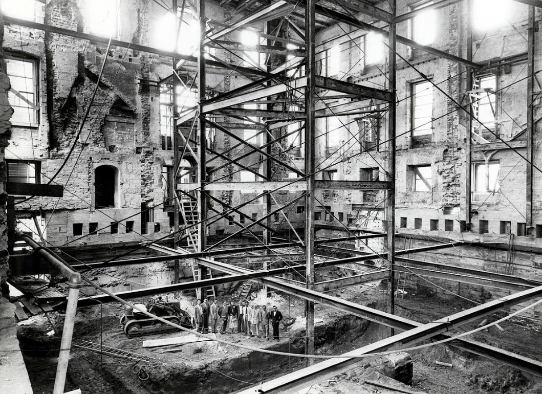 Interior renovation work on the White House under Harry Truman.