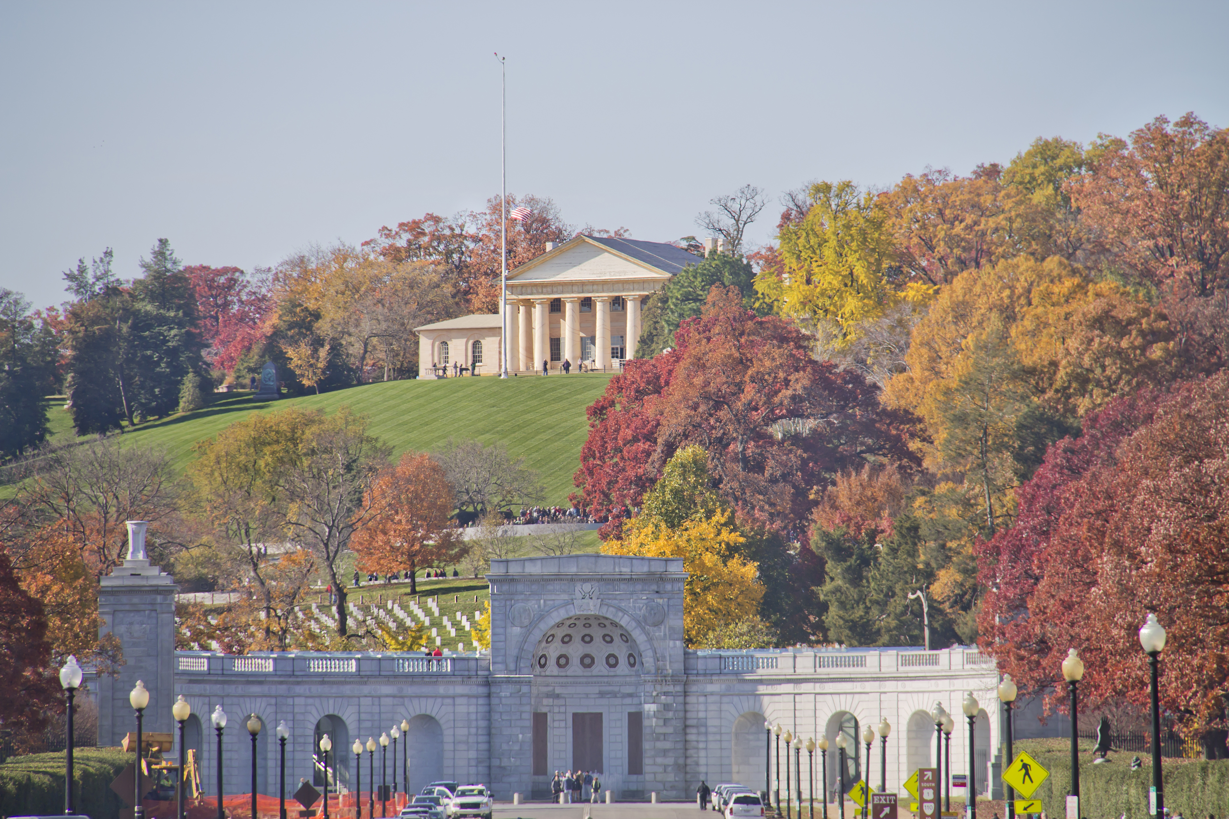 Arlington Cemetery Memorial Entrance and former home of Robert E. Lee Virginia ,at Fall