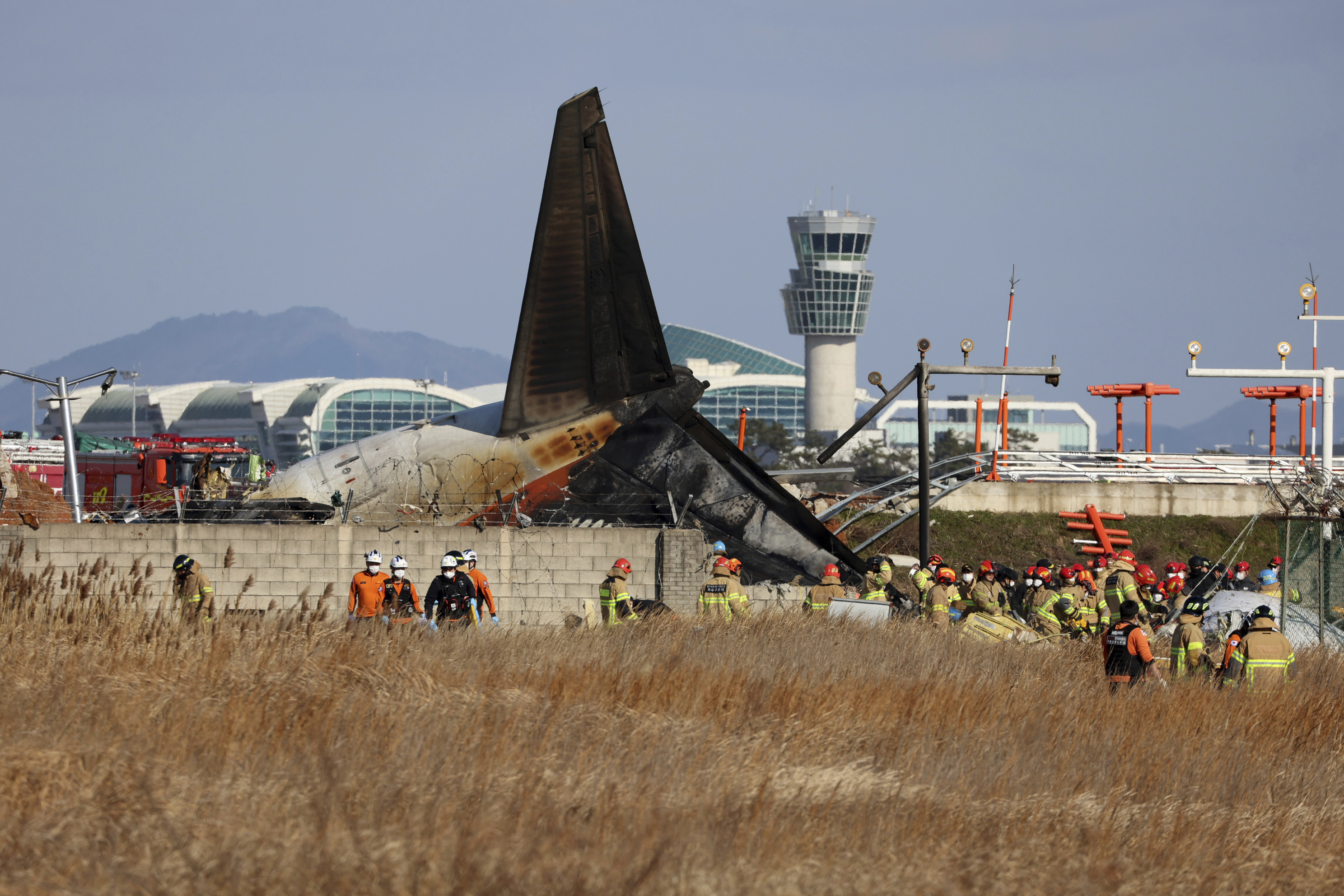 The wreckage of the Jeju Air plane after the fiery crash, one of South Korea's worst aviation disasters.