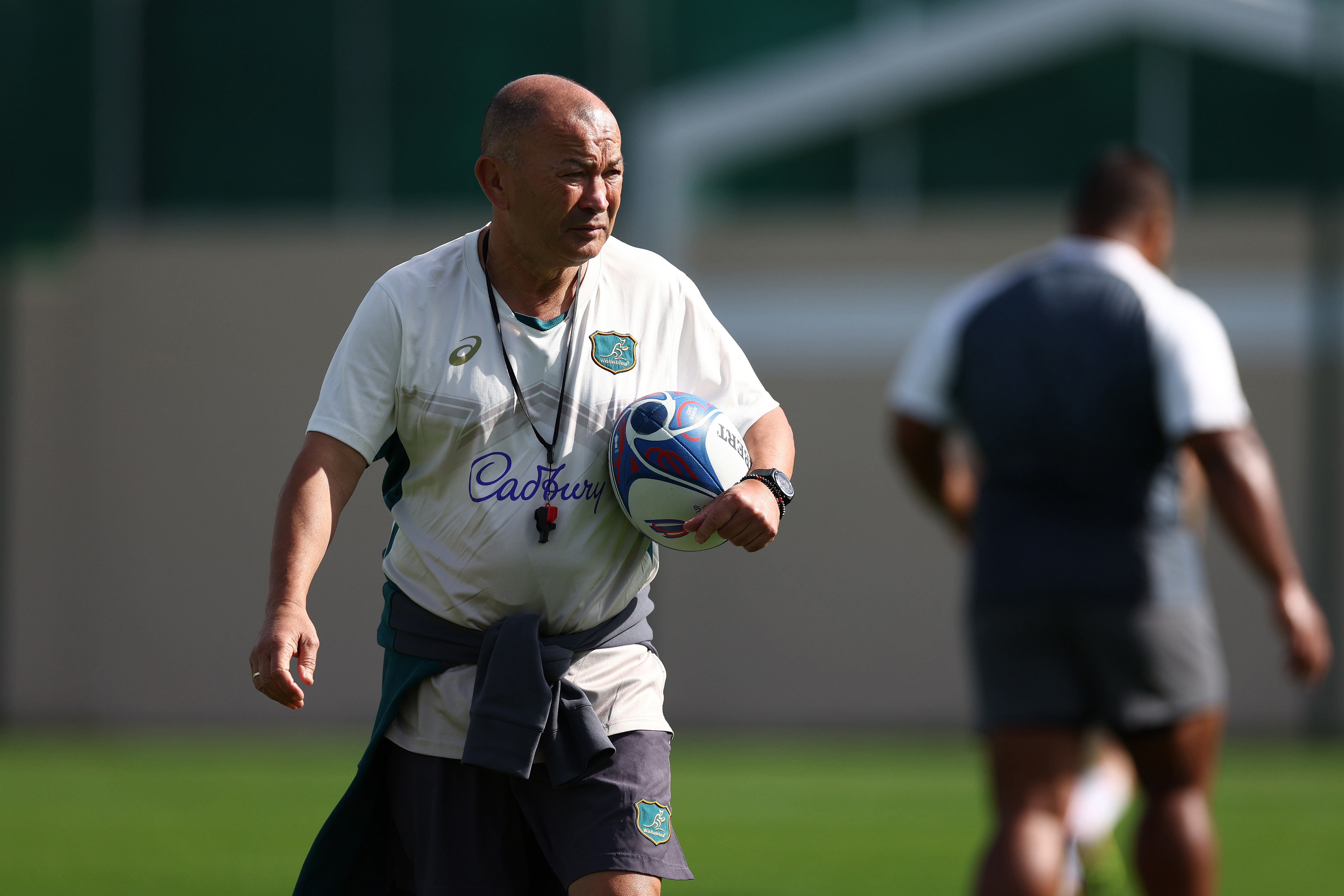 Eddie Jones during Wallabies training at Stade Roger Baudras in Saint-Etienne.