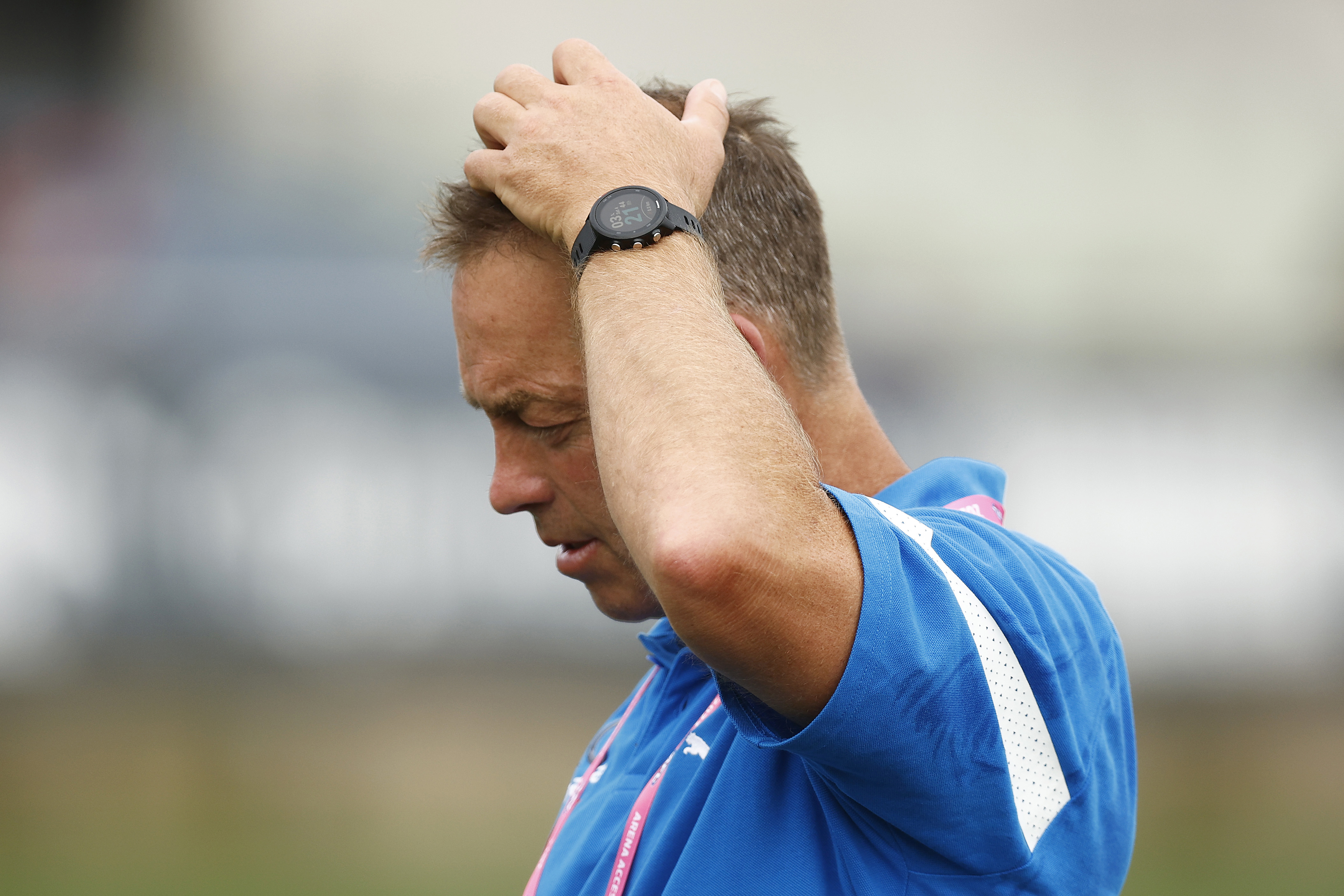 MELBOURNE, AUSTRALIA - MARCH 04: Kangaroos head coach Alastair Clarkson looks on during the AFL Practice Match between the Western Bulldogs and the North Melbourne Kangaroos at Ikon Park on March 04, 2023 in Melbourne, Australia. (Photo by Daniel Pockett/AFL Photos/via Getty Images )