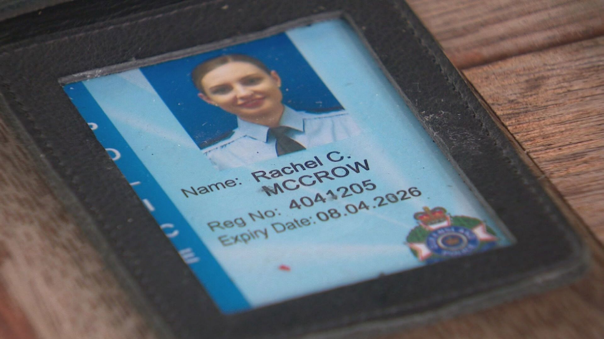 Mr McCrow's carries his daughter's police badge "everywhere".