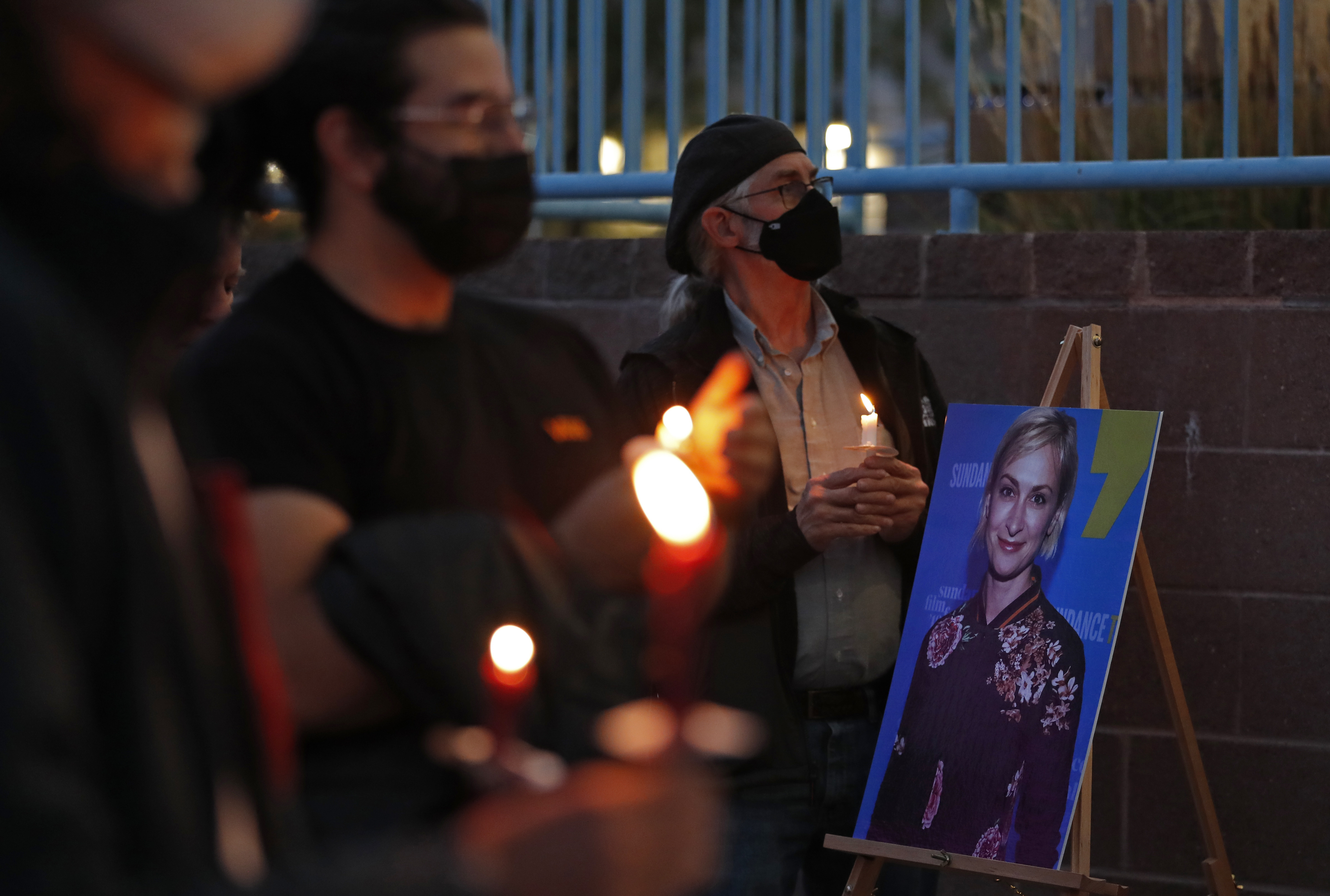 New Mexico residents attend a candlelight vigil to honor cinematographer Halyna Hutchins. 