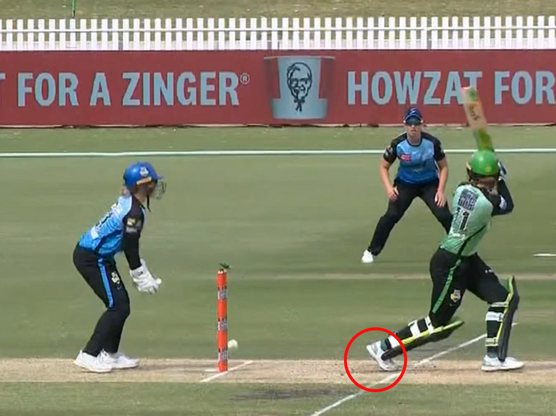 Rhys McKenna was wrongly given out after a delivery ricocheted off the wicketkeeper's pads and into the stumps, with no third umpire to review.