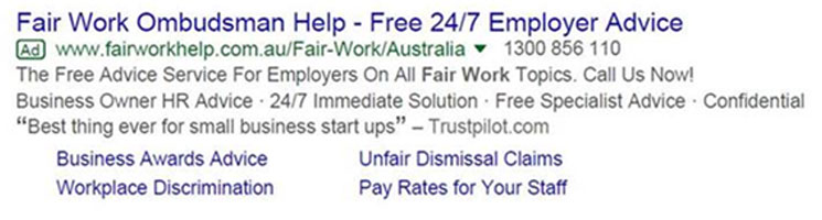 An example of the Google Ads run by Employsure.