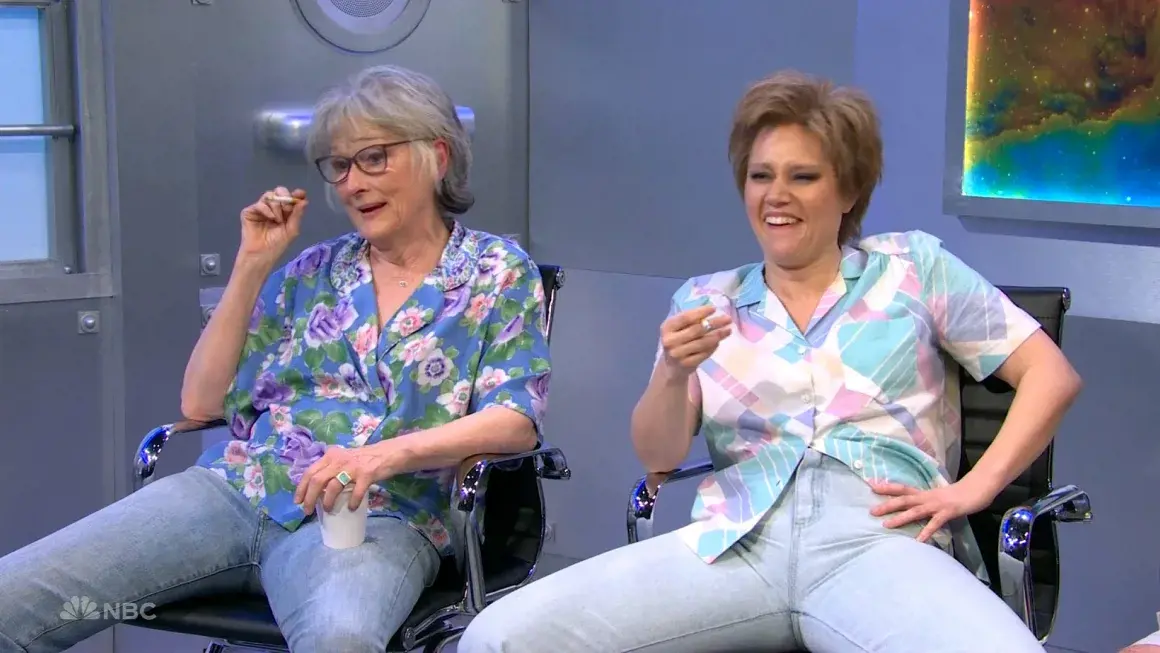 Meryl Streep and Kate McKinnon on Saturday Night Live as part of the show's 50th anniversary celebrations, February 2025