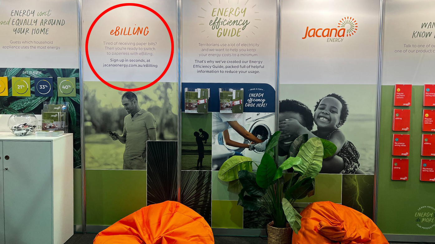 A Jacana Energy booth promoting its e-billing service.
