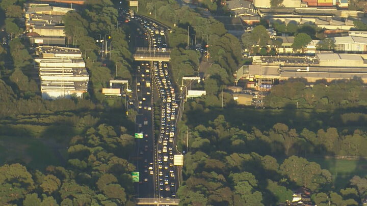 Bumper to bumper traffic has formed on the M5 motorway in Sydney.