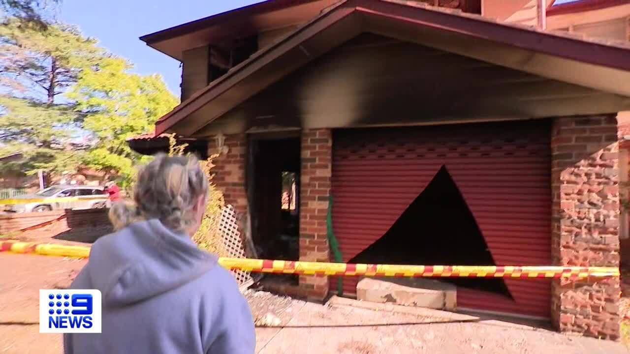 A nine-year-old boy has made an incredible escape after a fire started while he was home on his own.Christian Daubney smashed the front window of the two-storey townhouse with a metal pole to escape.